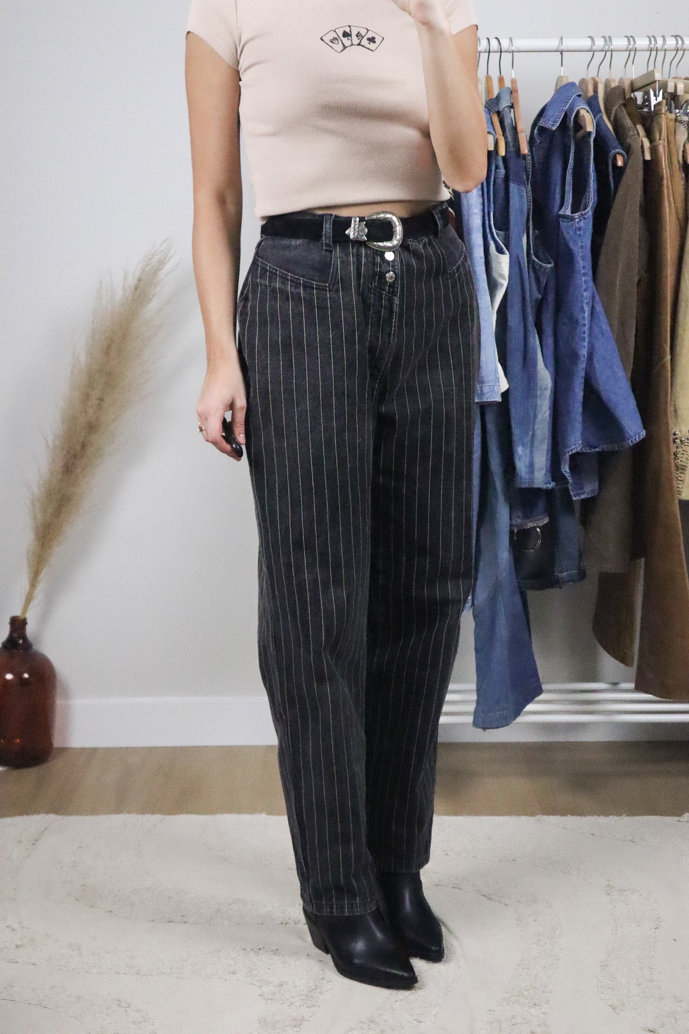 Vintage x Striped Western Jeans (32)