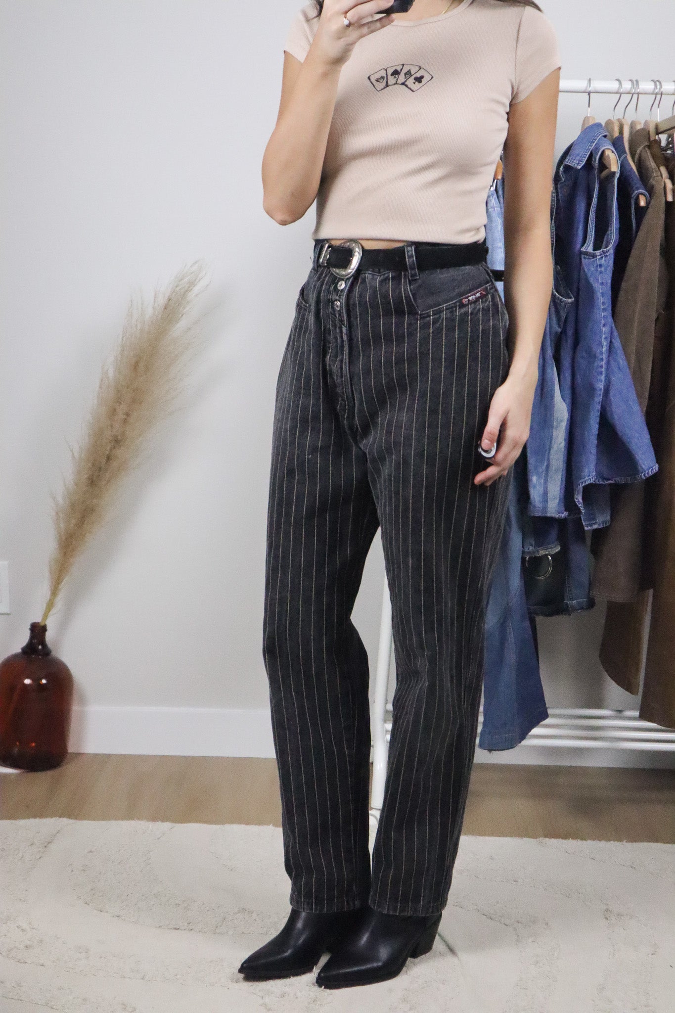 Vintage x Striped Western Jeans (32)