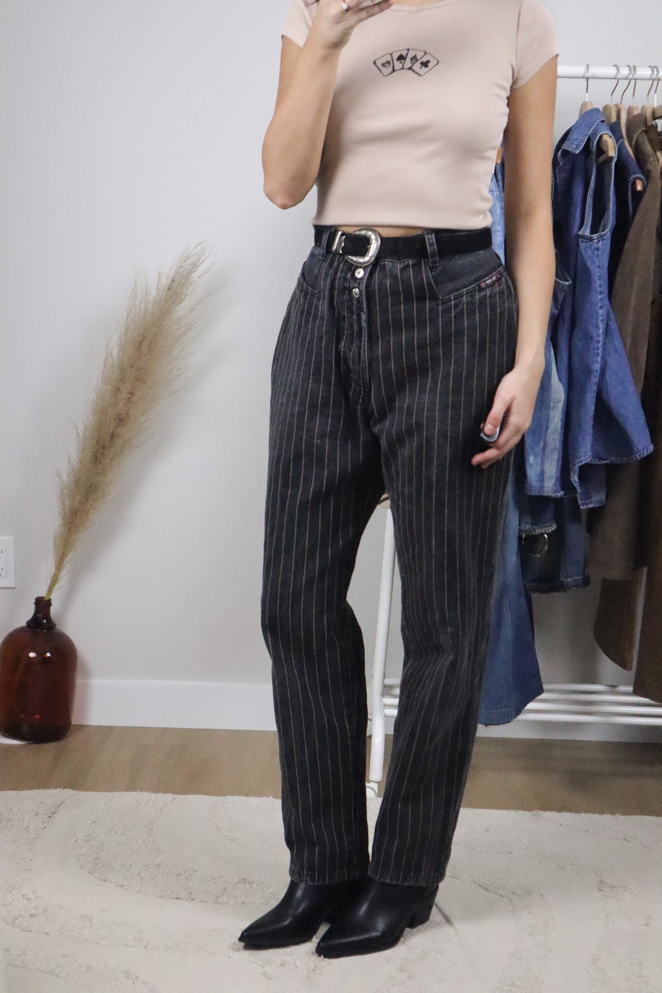 Vintage x Striped Western Jeans (32)