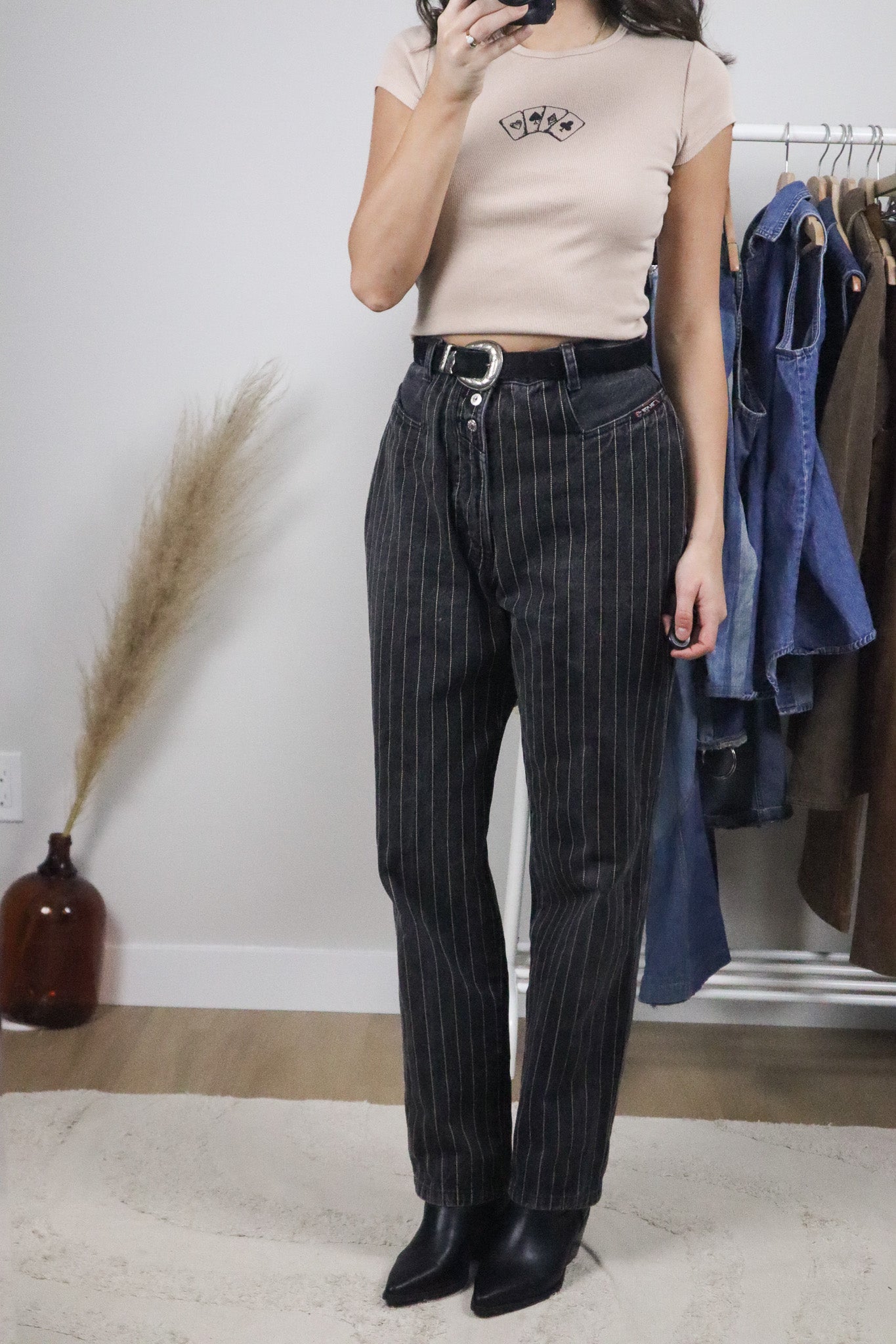 Vintage x Striped Western Jeans (32)
