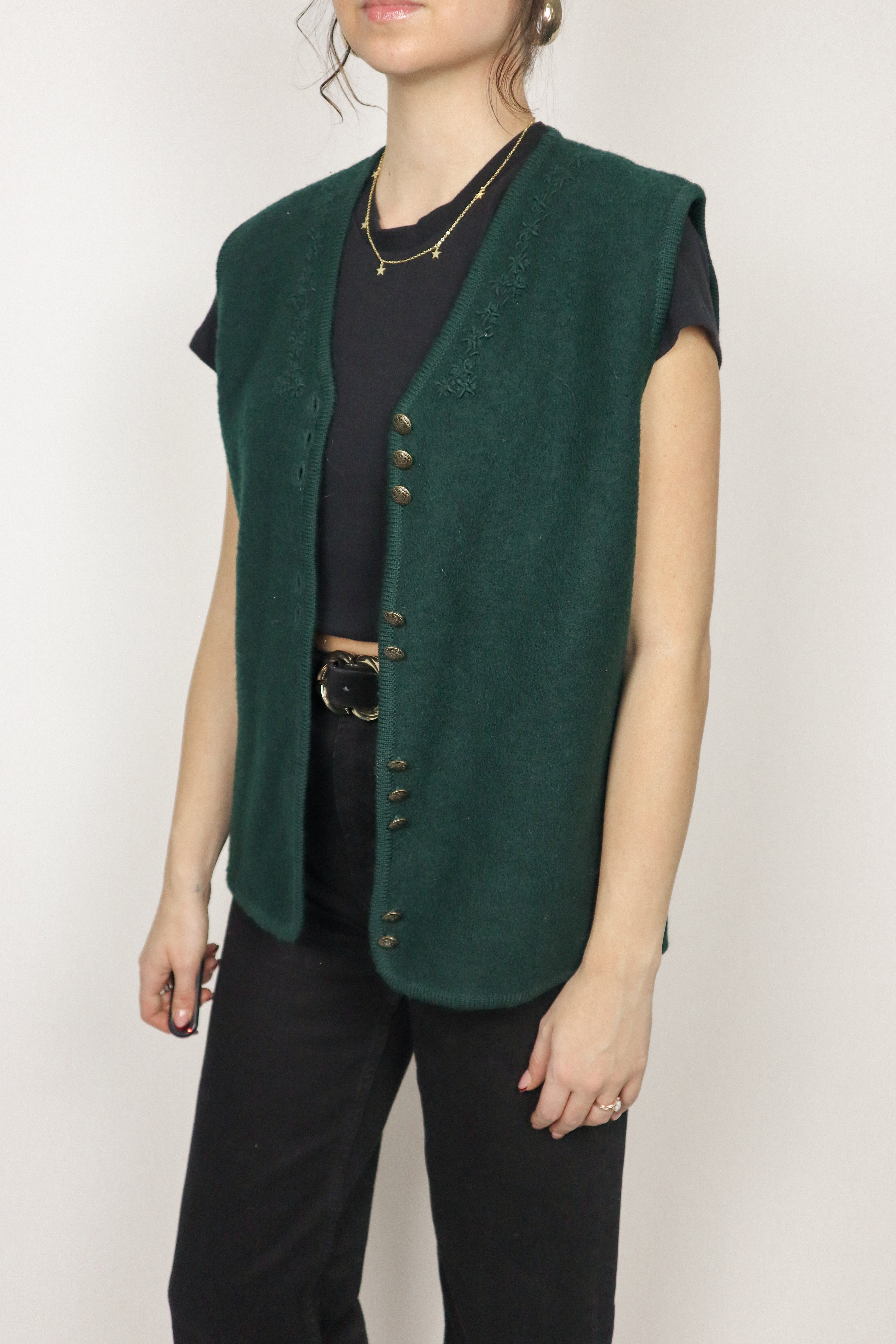 Vintage x Wool Embroidered Vest (S/M)