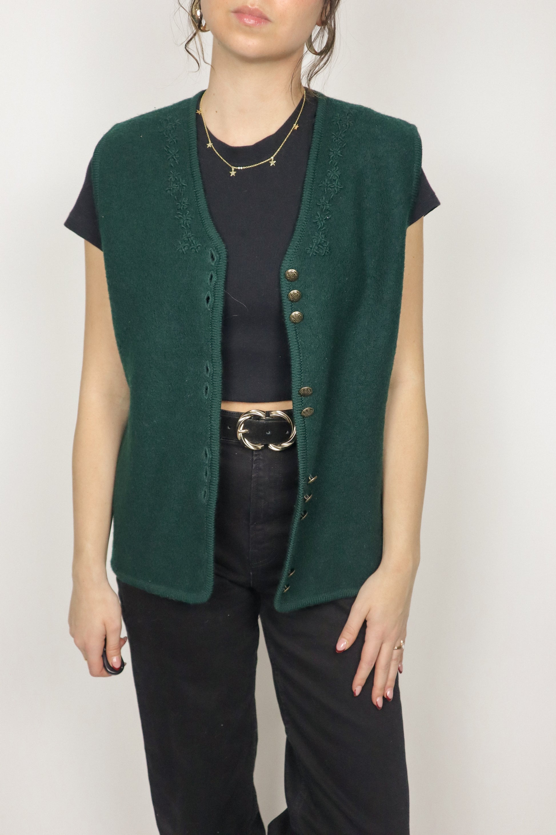 Vintage x Wool Embroidered Vest (S/M)