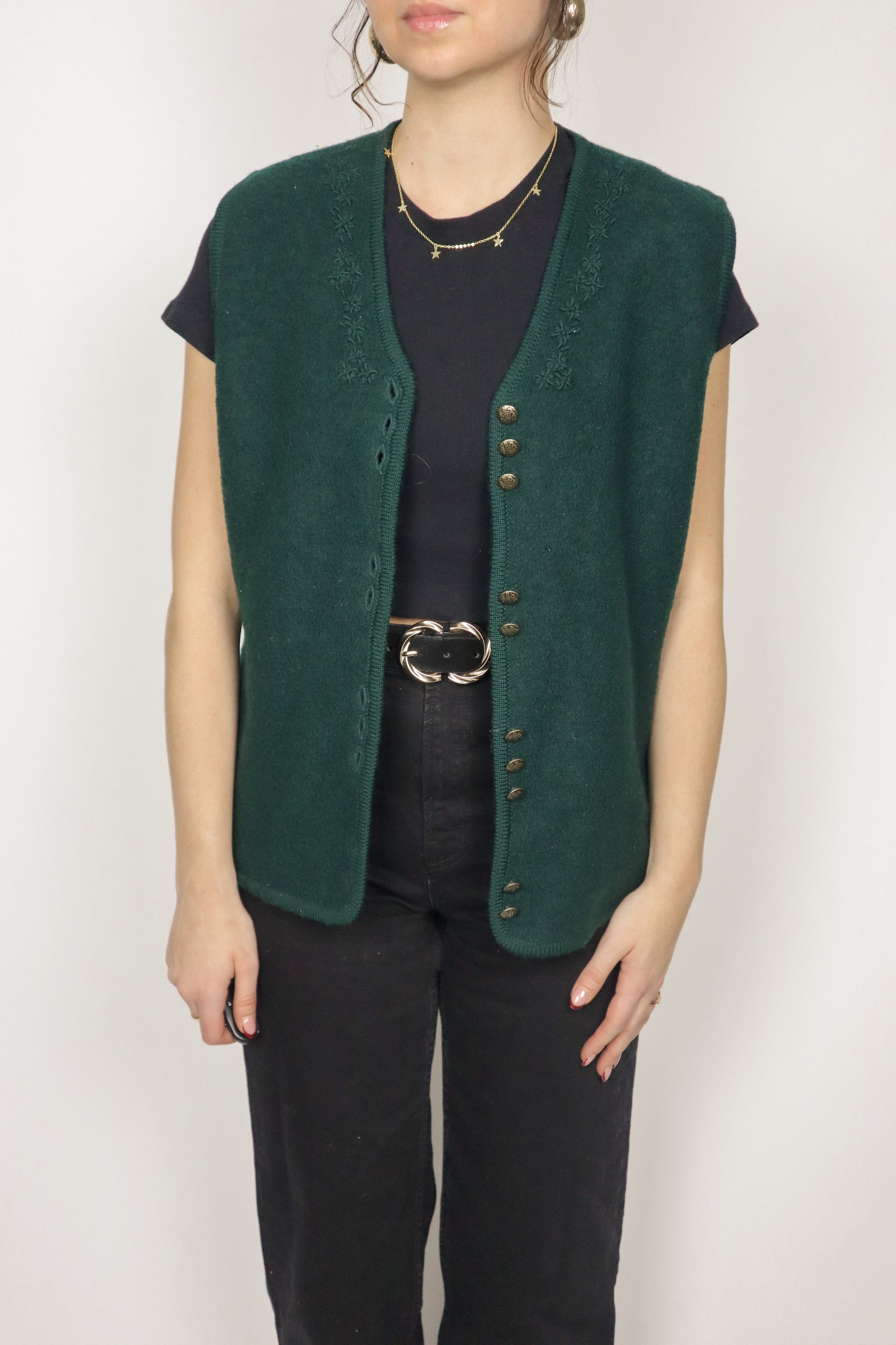 Vintage x Wool Embroidered Vest (S/M)