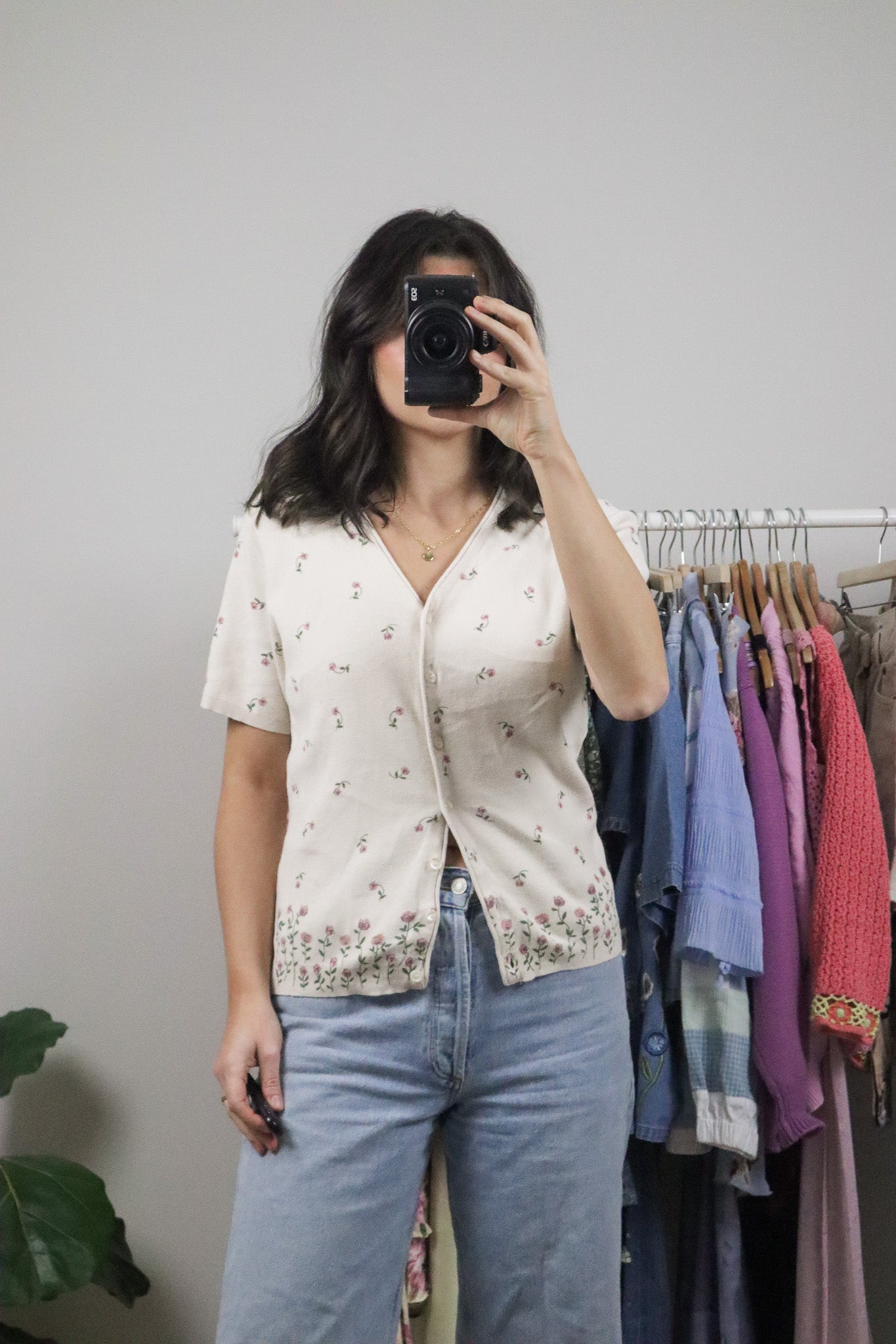 Made in Canada x Vintage x Cotton Flower Short-Sleeve Knit (S/M)