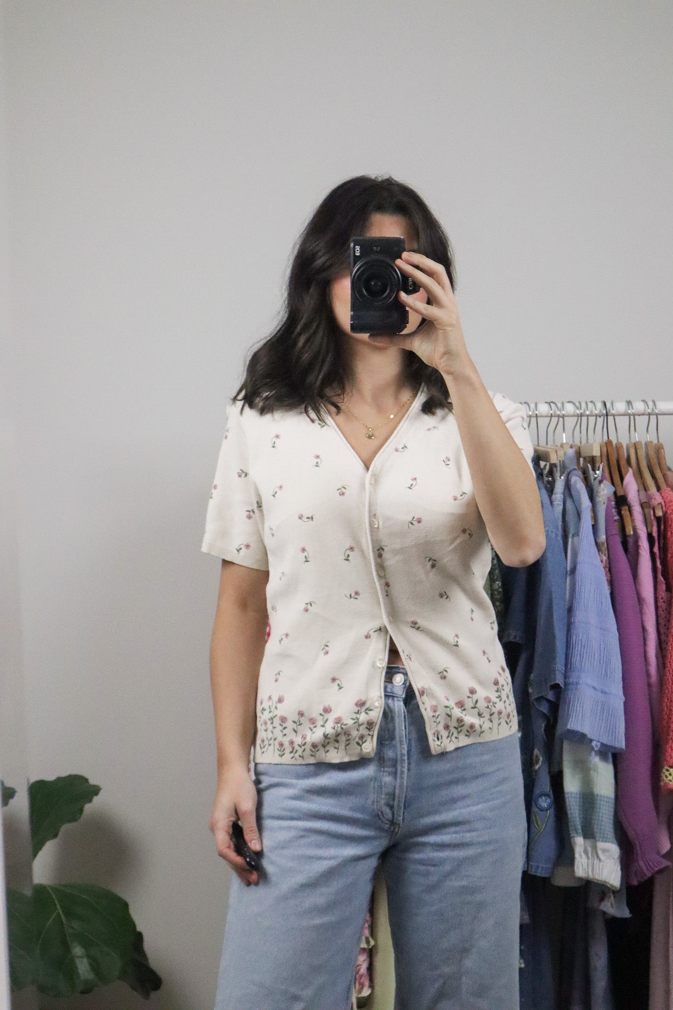 Made in Canada x Vintage x Cotton Flower Short-Sleeve Knit (S/M)
