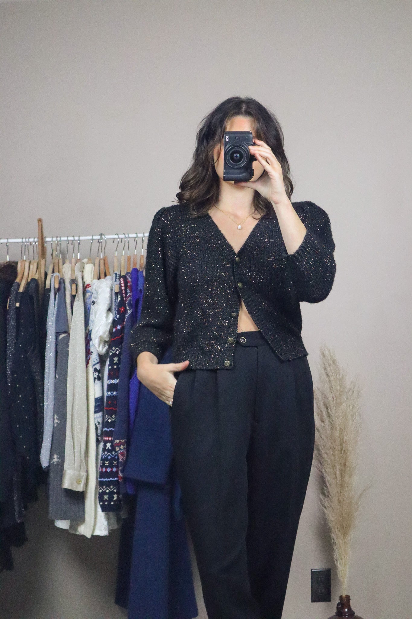 Vintage x Shimmer Cropped Cardigan (XS/S)