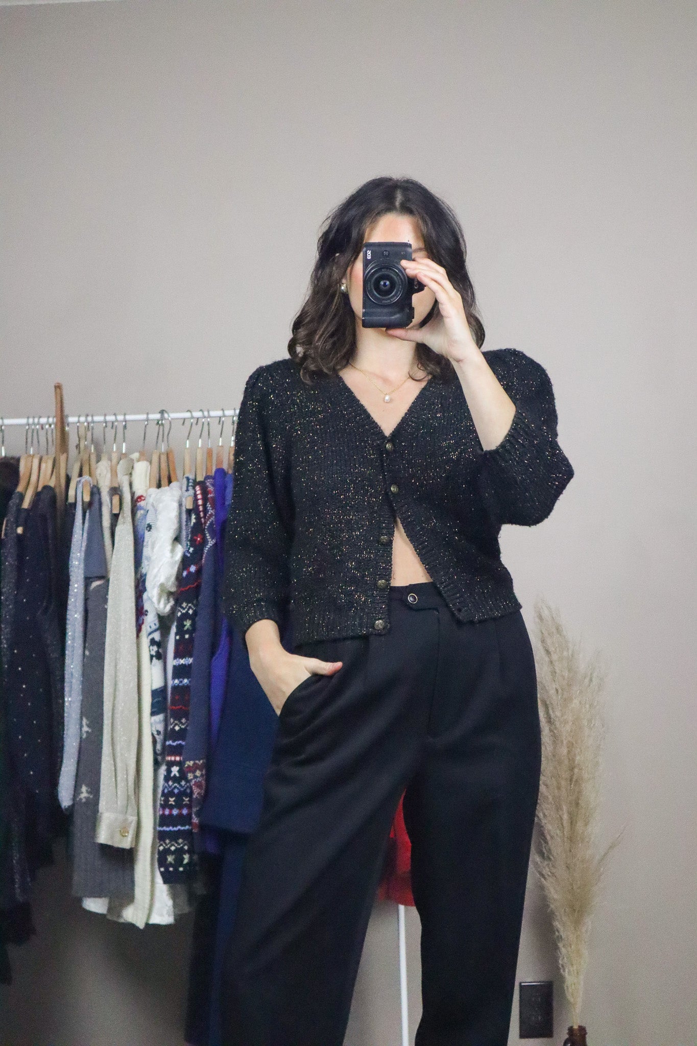 Vintage x Shimmer Cropped Cardigan (XS/S)