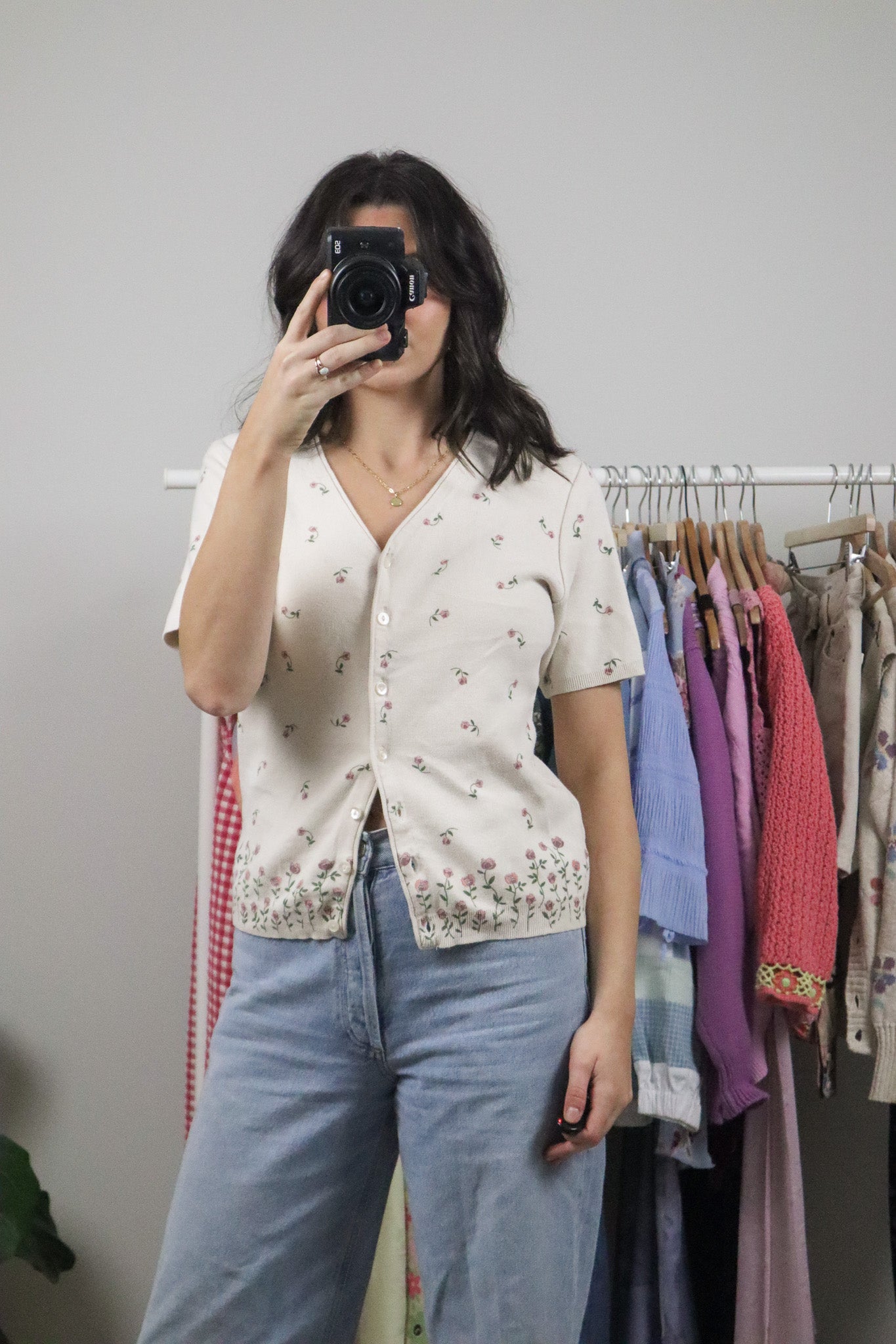 Made in Canada x Vintage x Cotton Flower Short-Sleeve Knit (S/M)