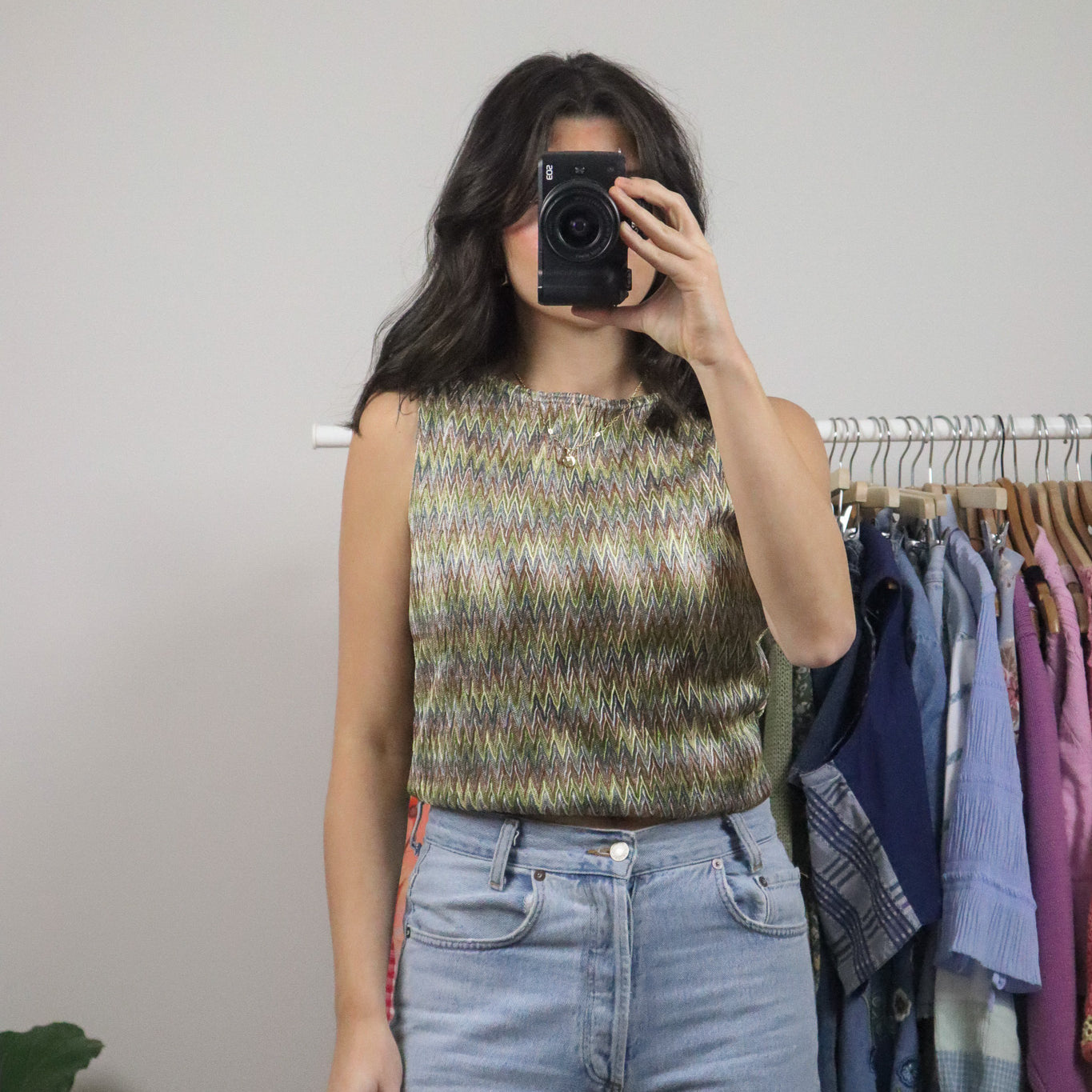 Made in Canada x Vintage x Multicolour Iridescent Boatneck Tank (M)