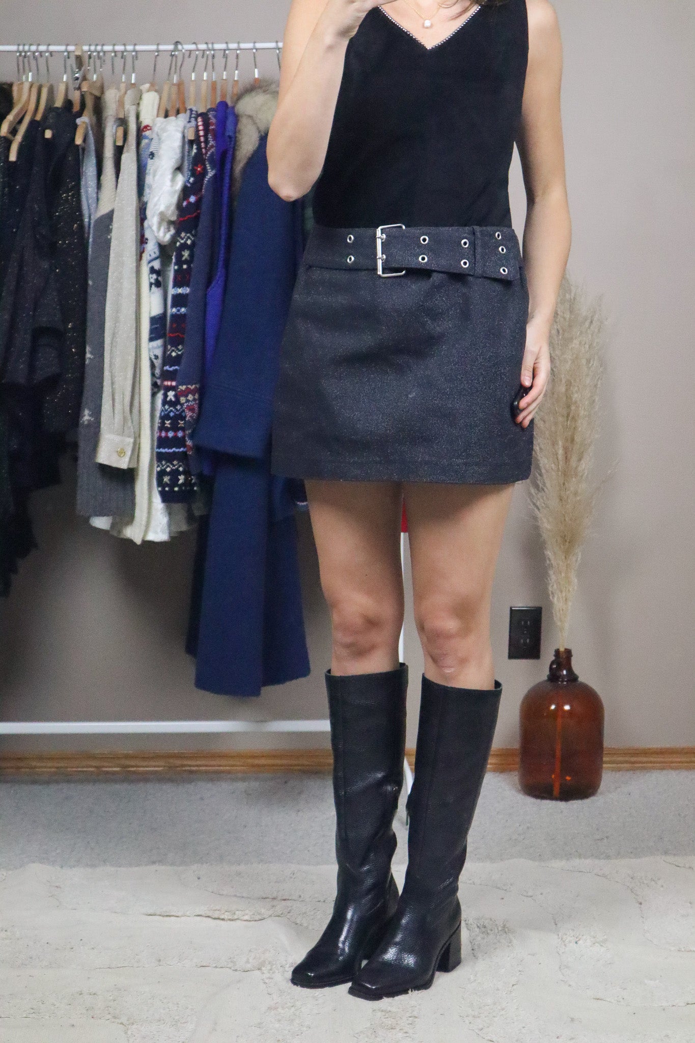 Made in Canada x Vintage x Shimmer Buckle Skirt (M)