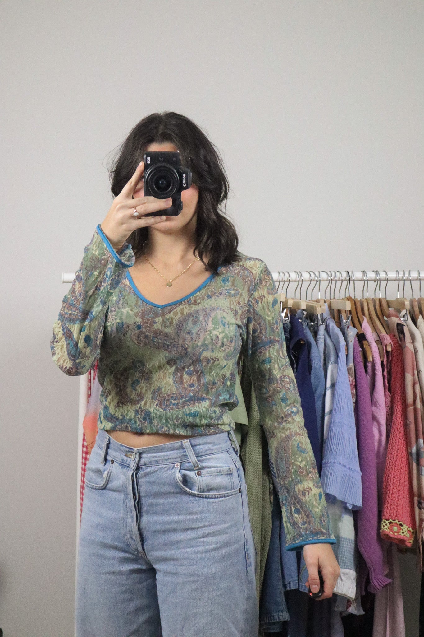 Made in Canada x Vintage x Paisley Lace Bell-Sleeve Top (M)
