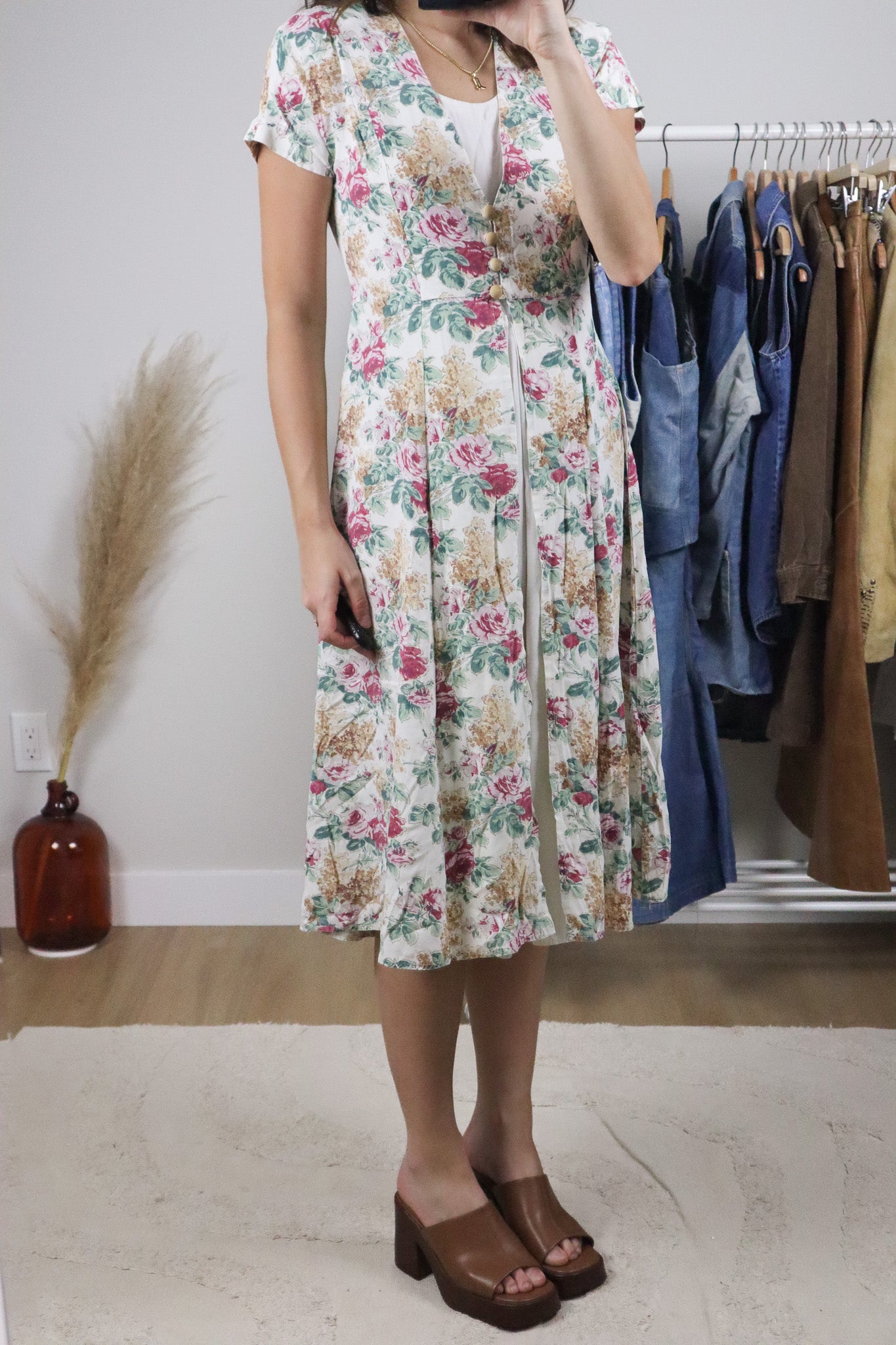 Vintage x Floral Midi Dress (S)