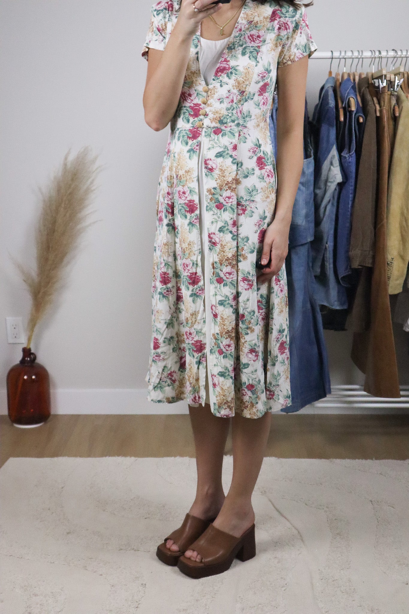 Vintage x Floral Midi Dress (S)