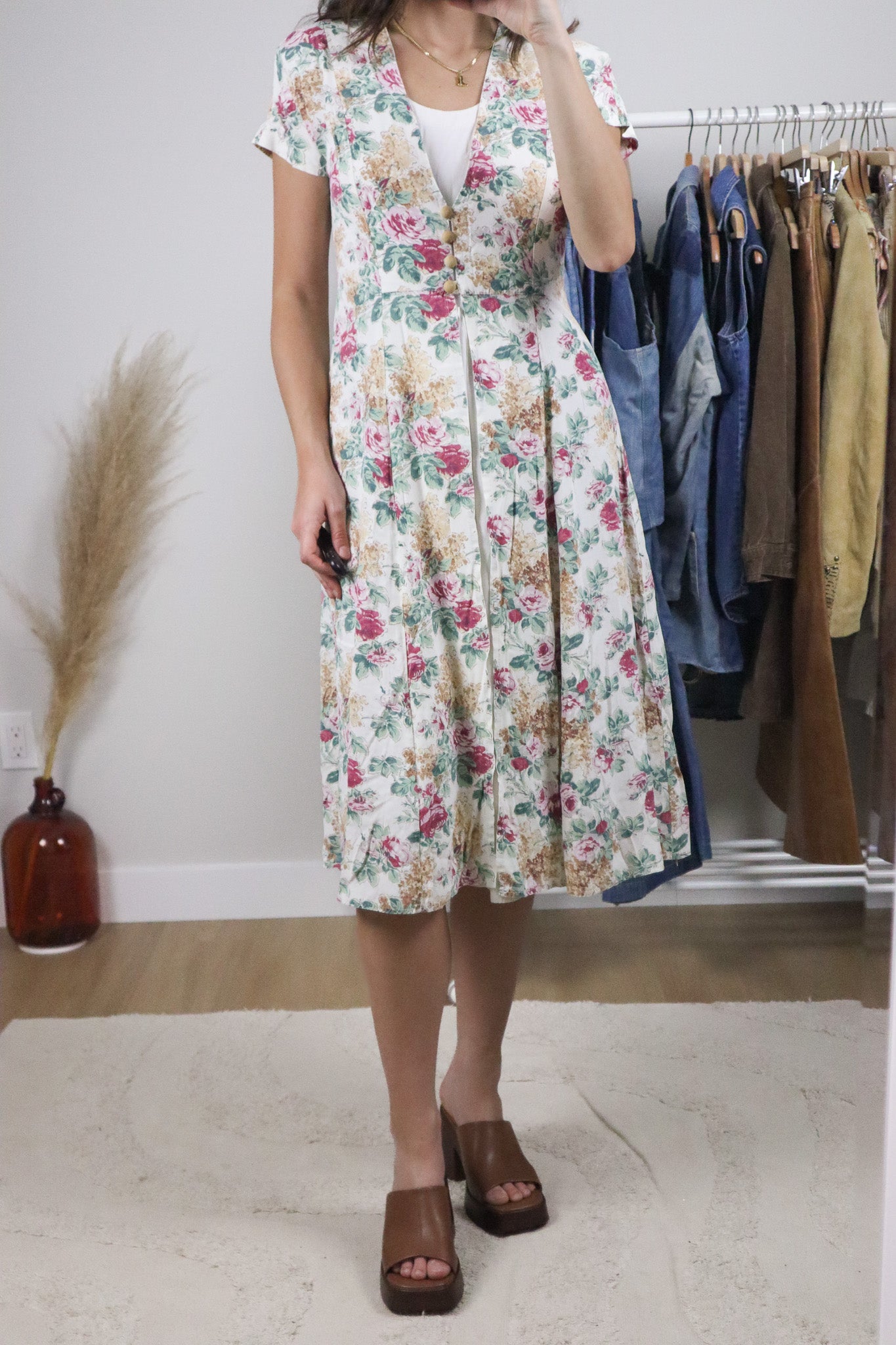 Vintage x Floral Midi Dress (S)