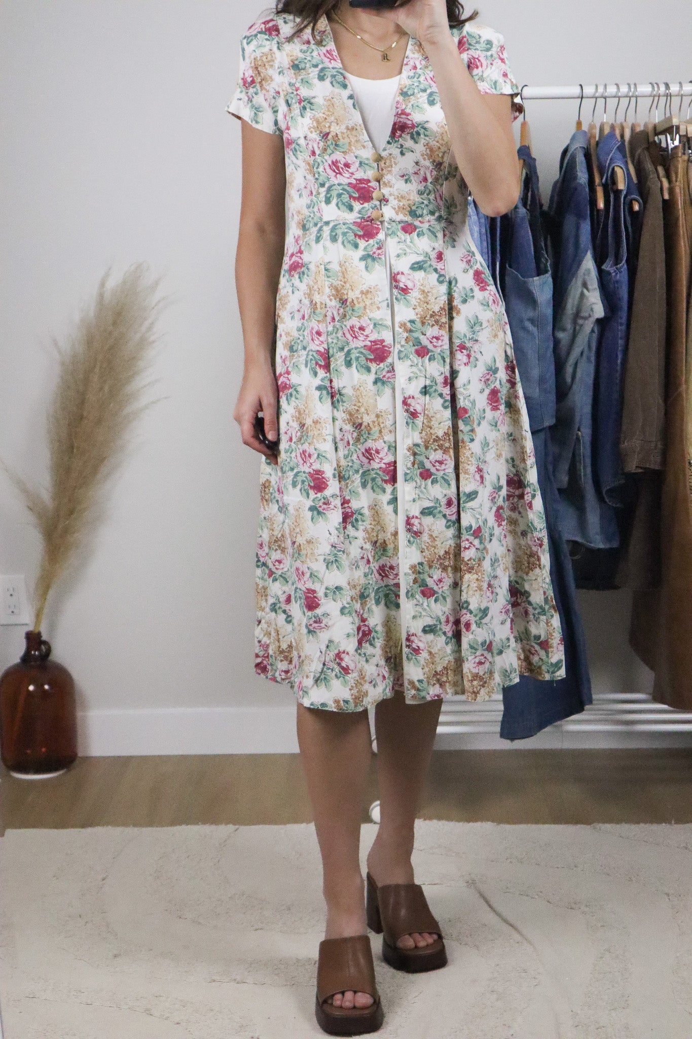 Vintage x Floral Midi Dress (S)