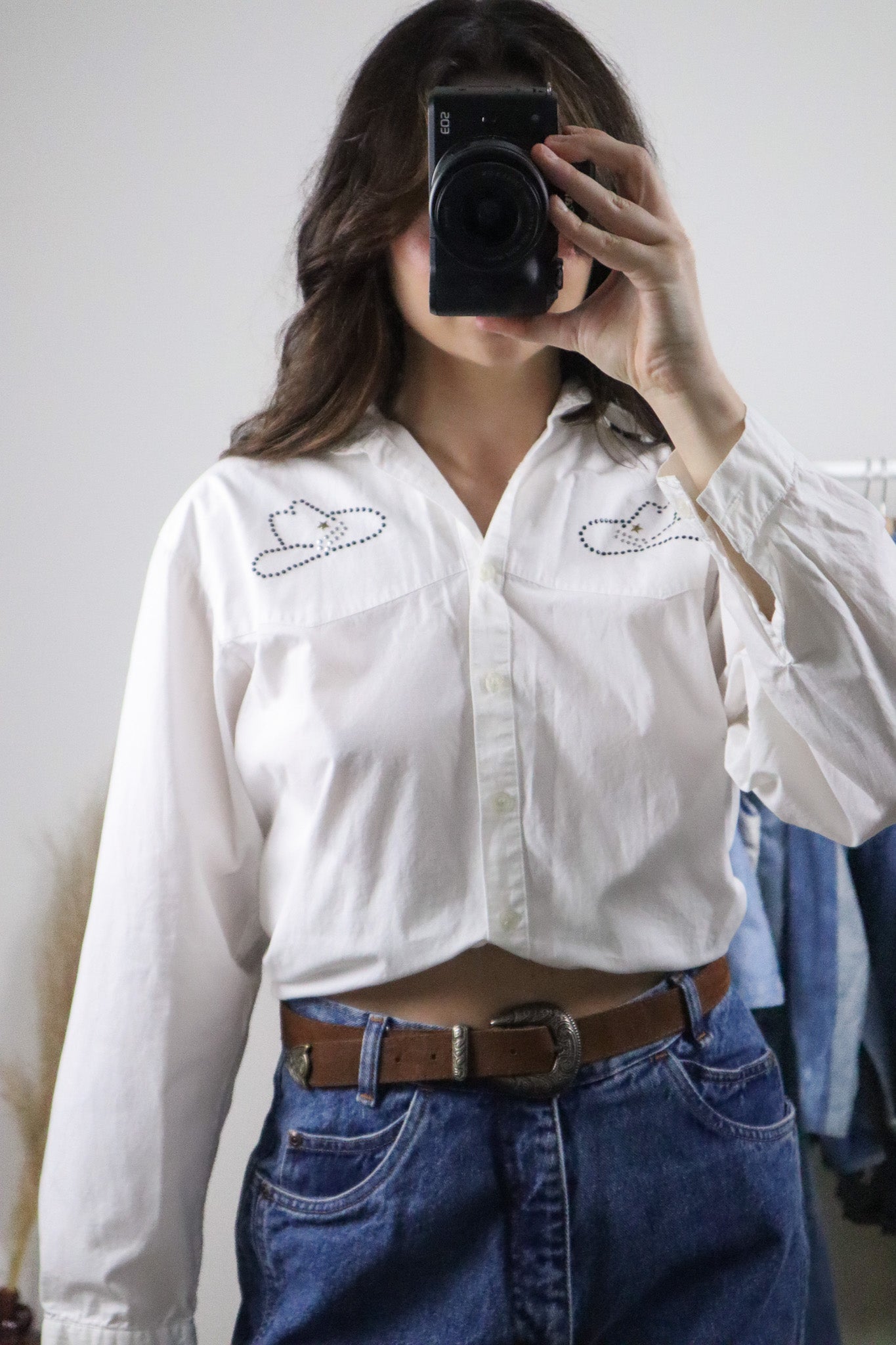 Made in Canada x Vintage x Cotton Studded Button Up (M)