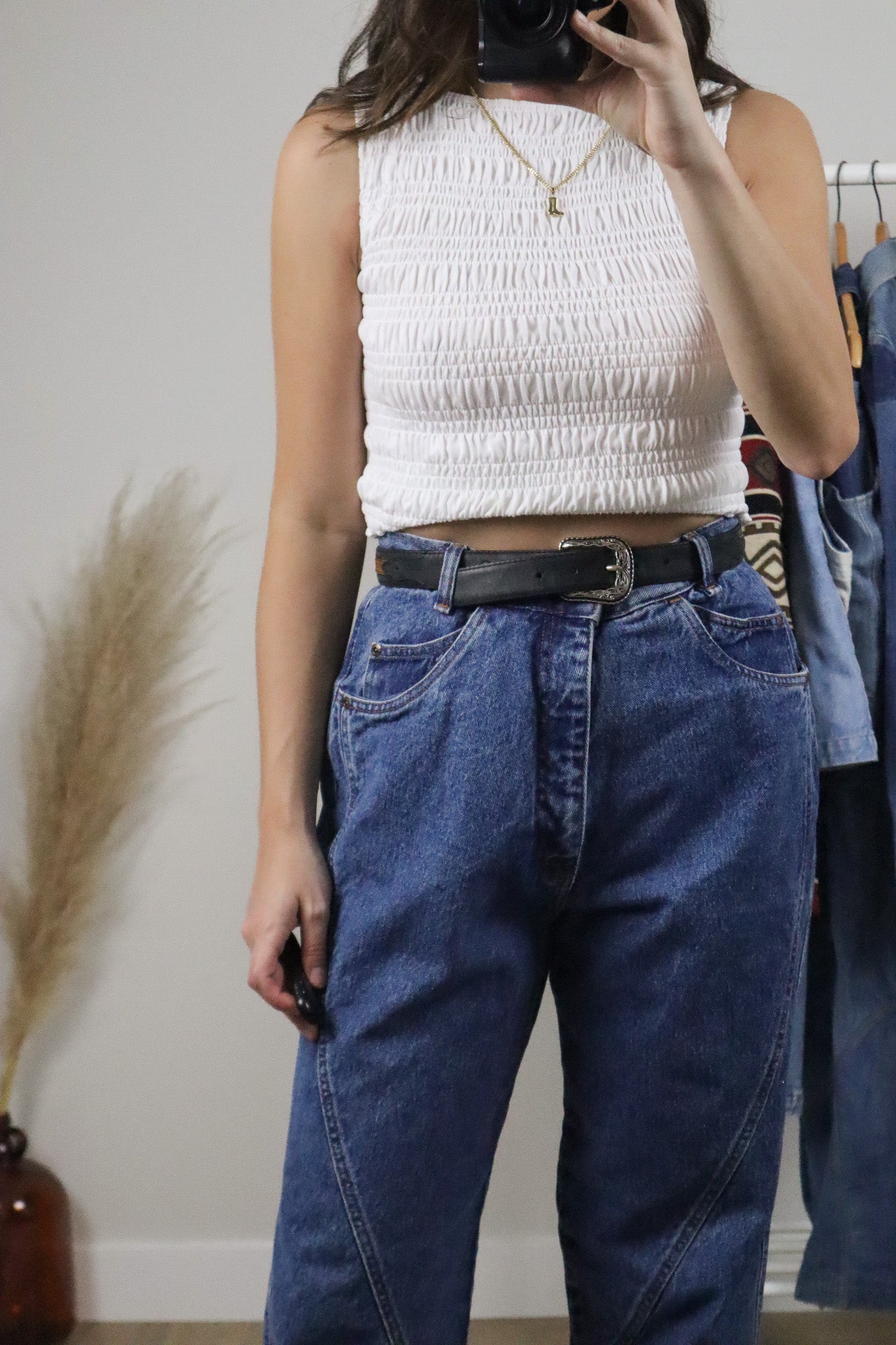 Vintage x Leather Brown & Black Belt (XS/S)