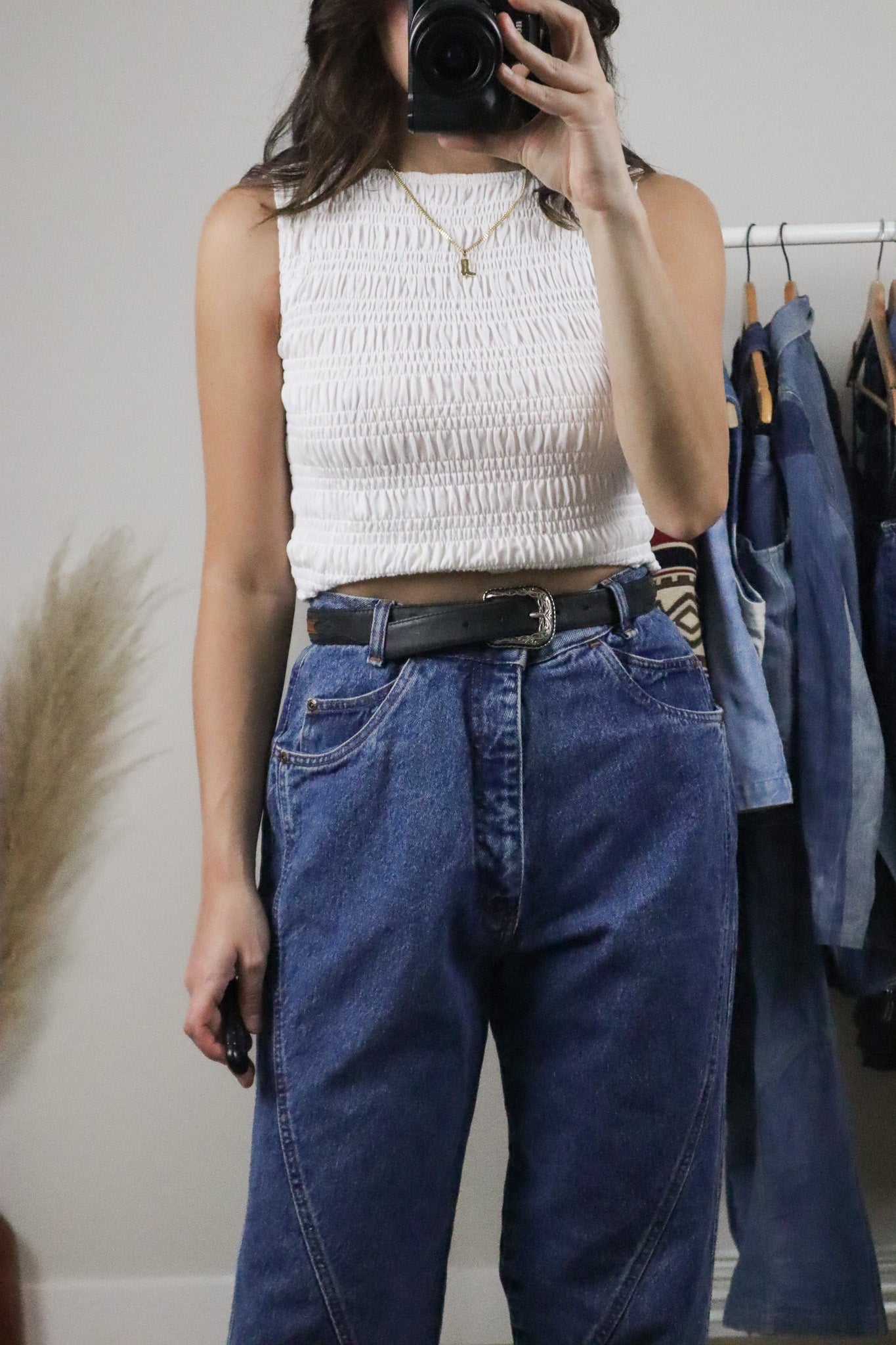 Vintage x Leather Brown & Black Belt (XS/S)