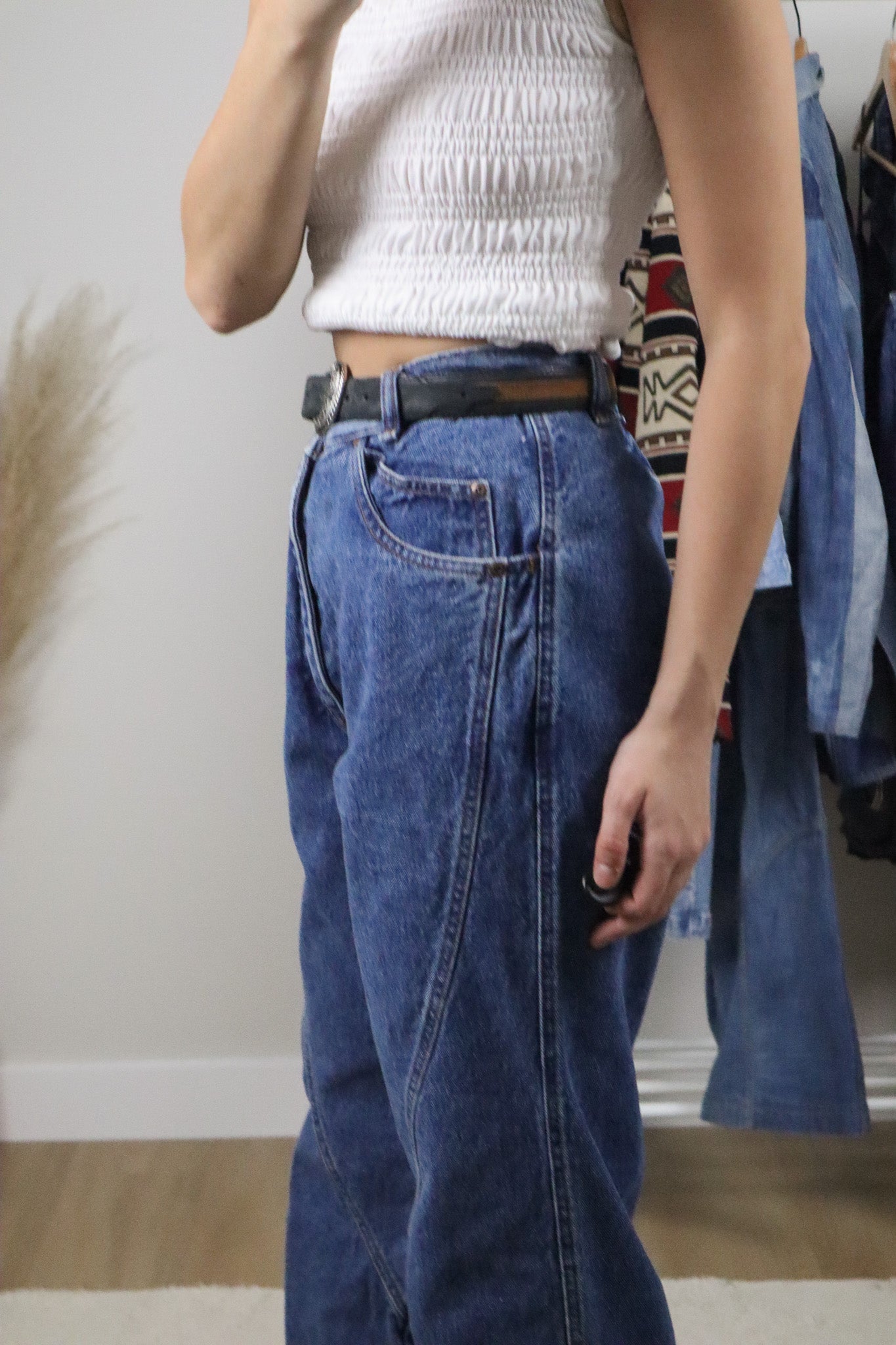 Vintage x Leather Brown & Black Belt (XS/S)