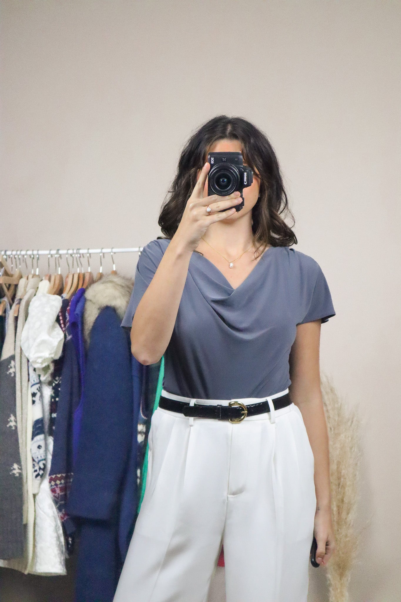 Made in USA x Vintage x Ruched Cowl Neck Top (8/10)