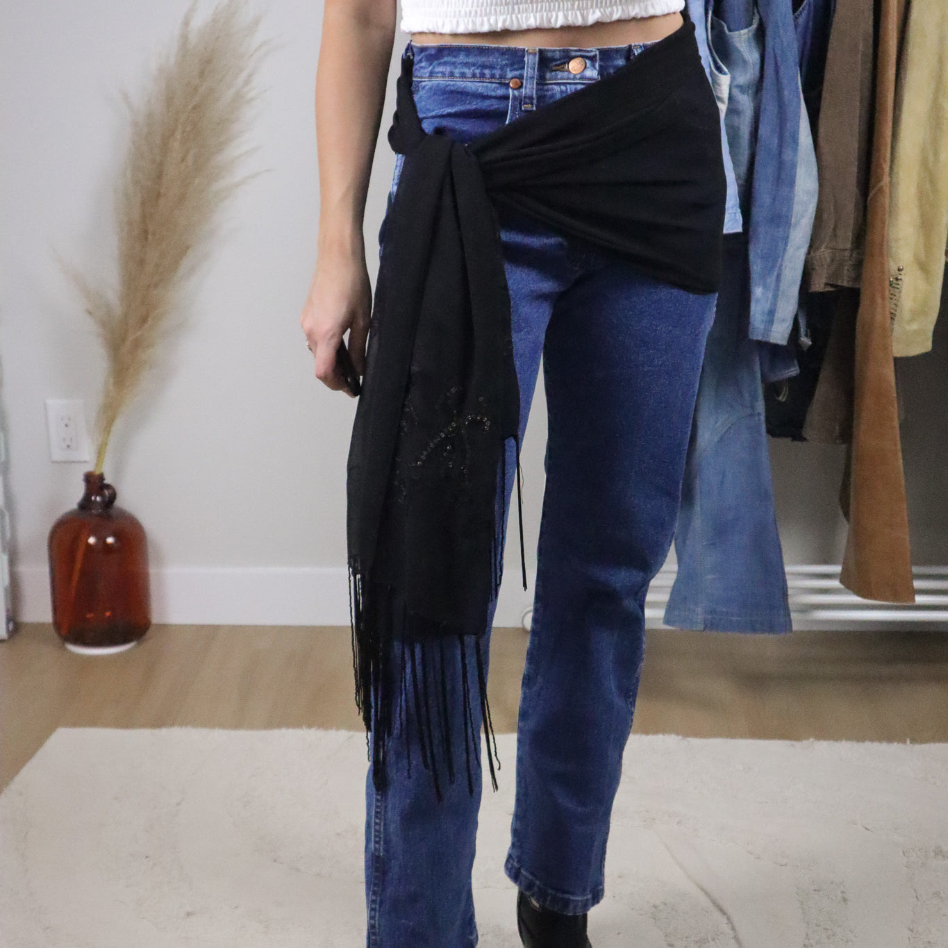 Vintage x Beaded Mesh Scarf