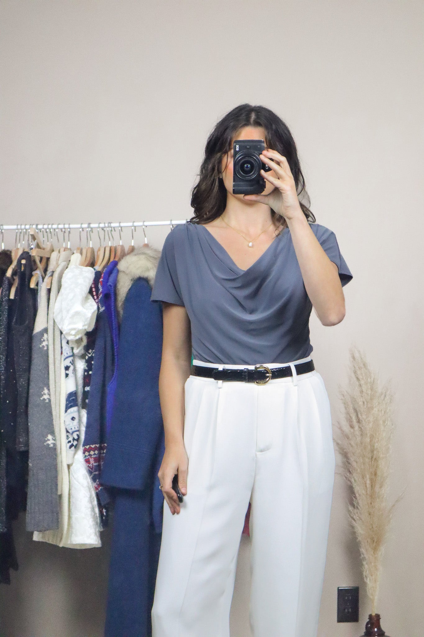 Made in USA x Vintage x Ruched Cowl Neck Top (8/10)