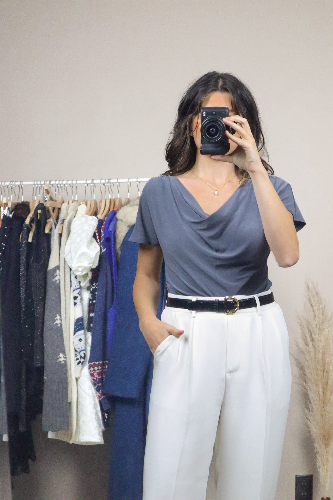 Made in USA x Vintage x Ruched Cowl Neck Top (8/10)