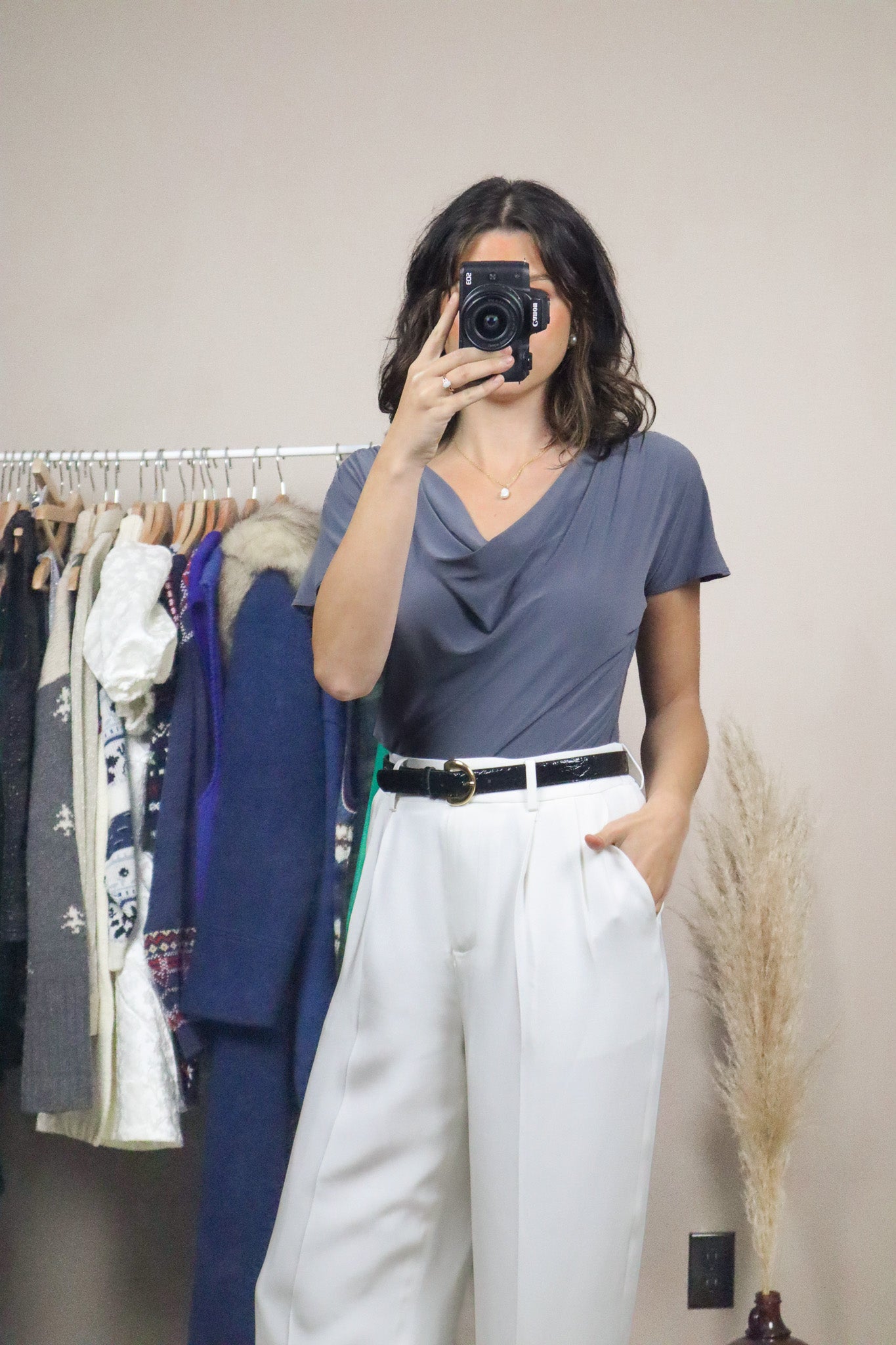 Made in USA x Vintage x Ruched Cowl Neck Top (8/10)