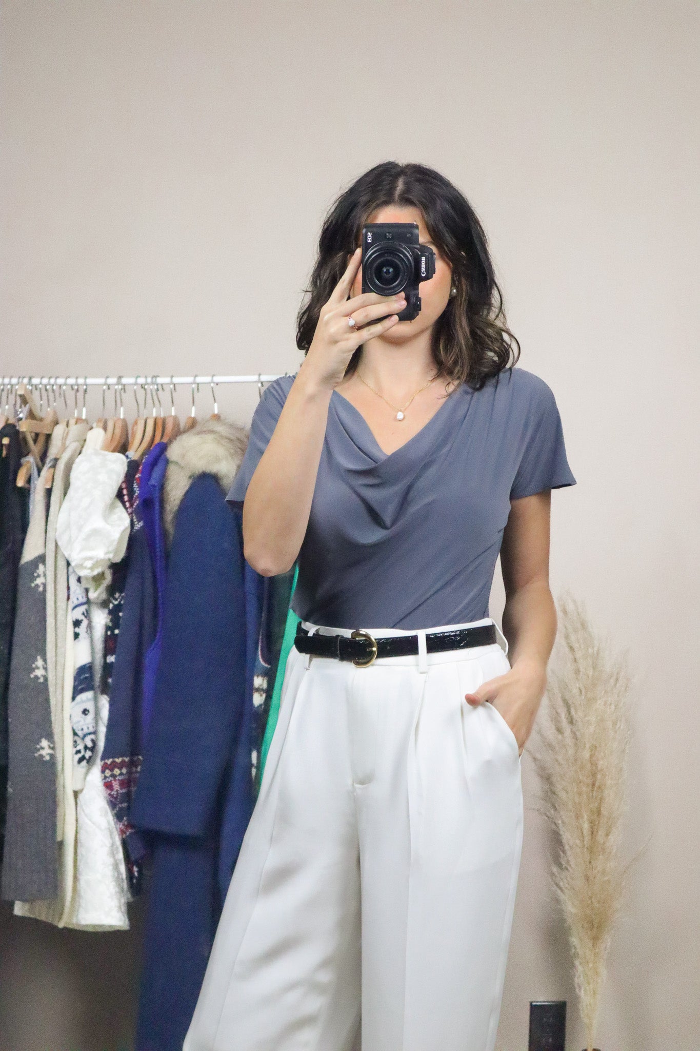 Made in USA x Vintage x Ruched Cowl Neck Top (8/10)