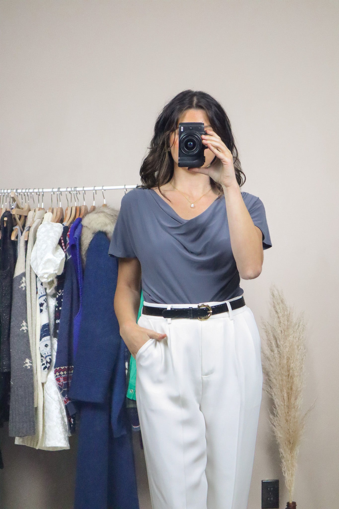 Made in USA x Vintage x Ruched Cowl Neck Top (8/10)