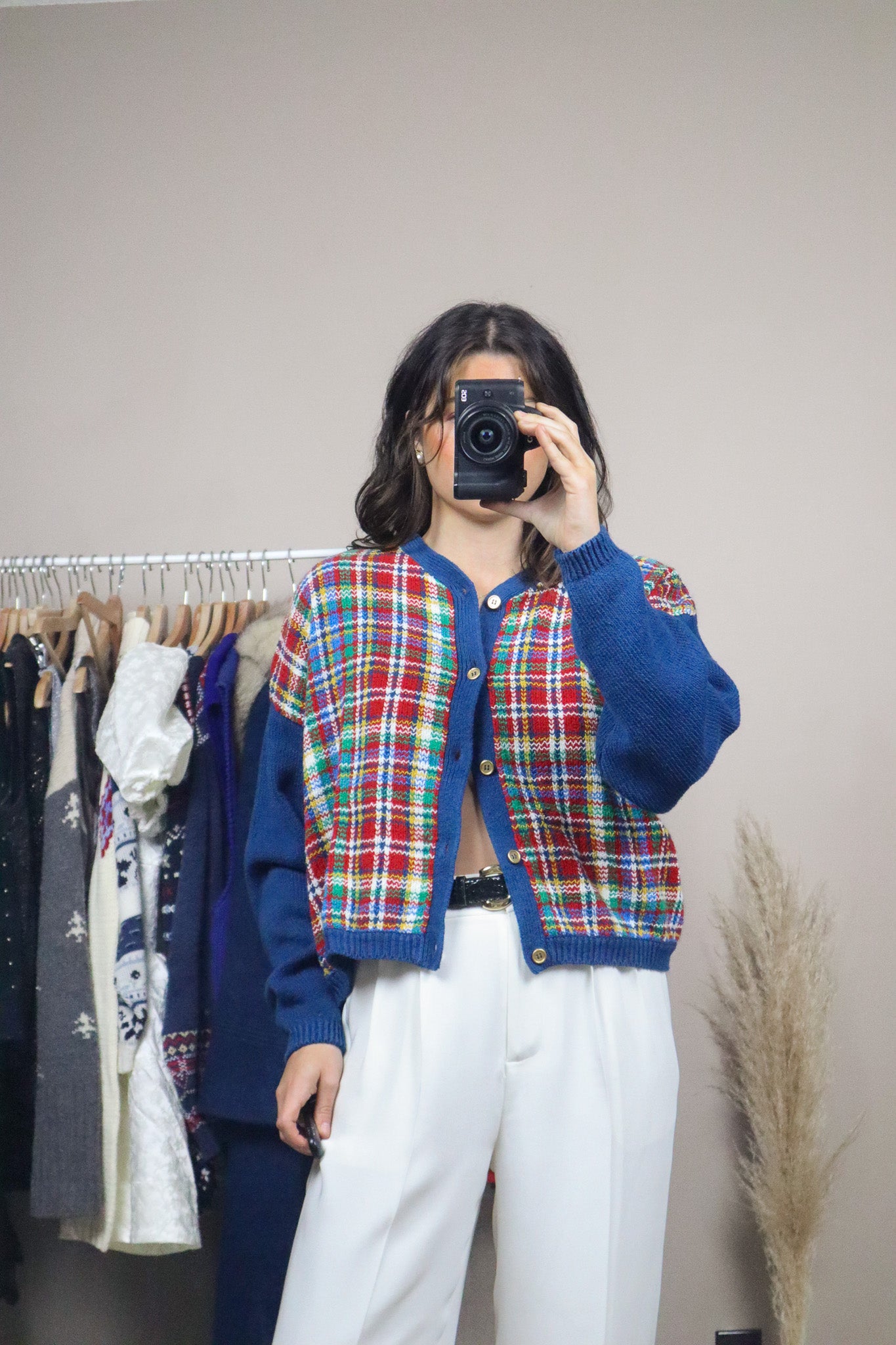 Made in Korea x Vintage x Deadstock Plaid Cardigan (M)