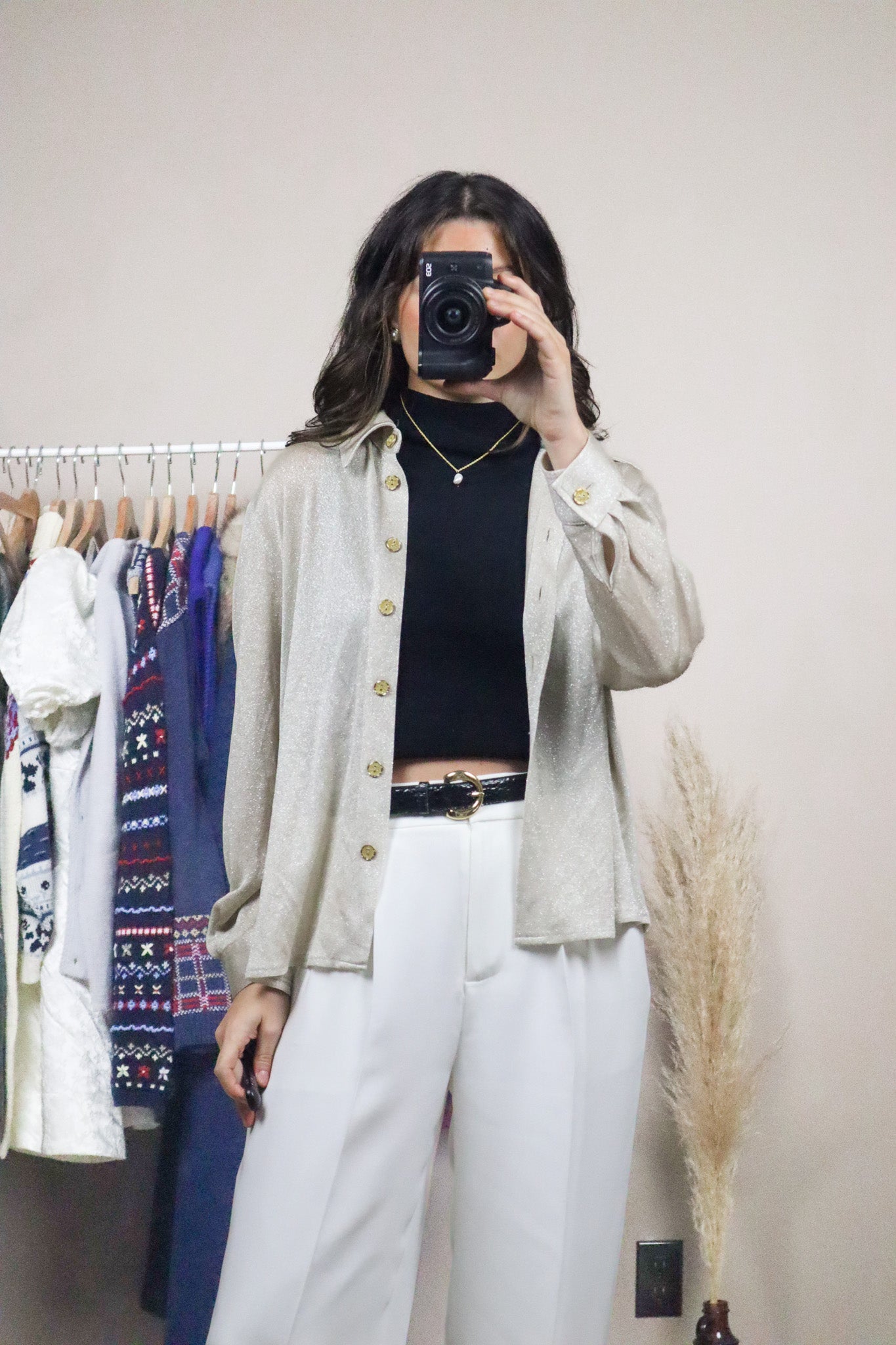 Vintage x Sparkle Button Up Top (M)
