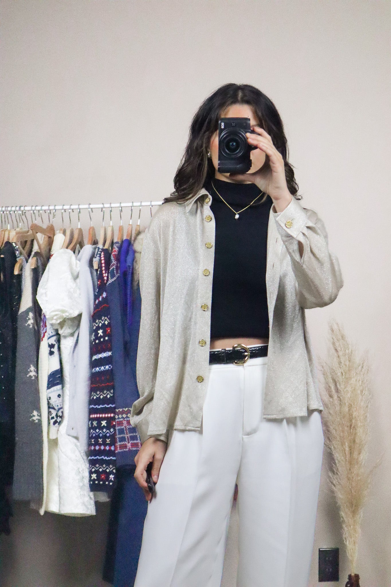 Vintage x Sparkle Button Up Top (M)