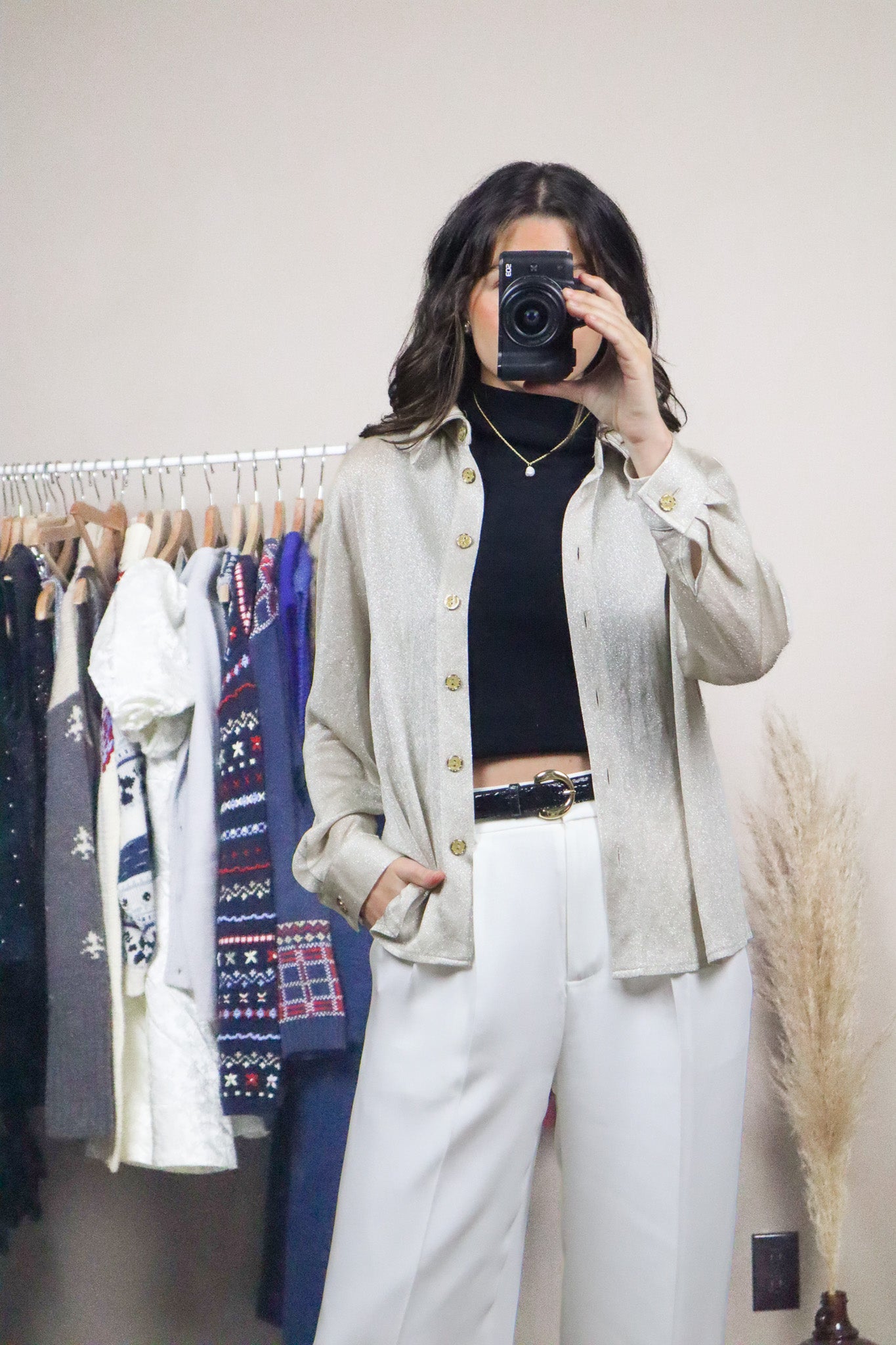 Vintage x Sparkle Button Up Top (M)