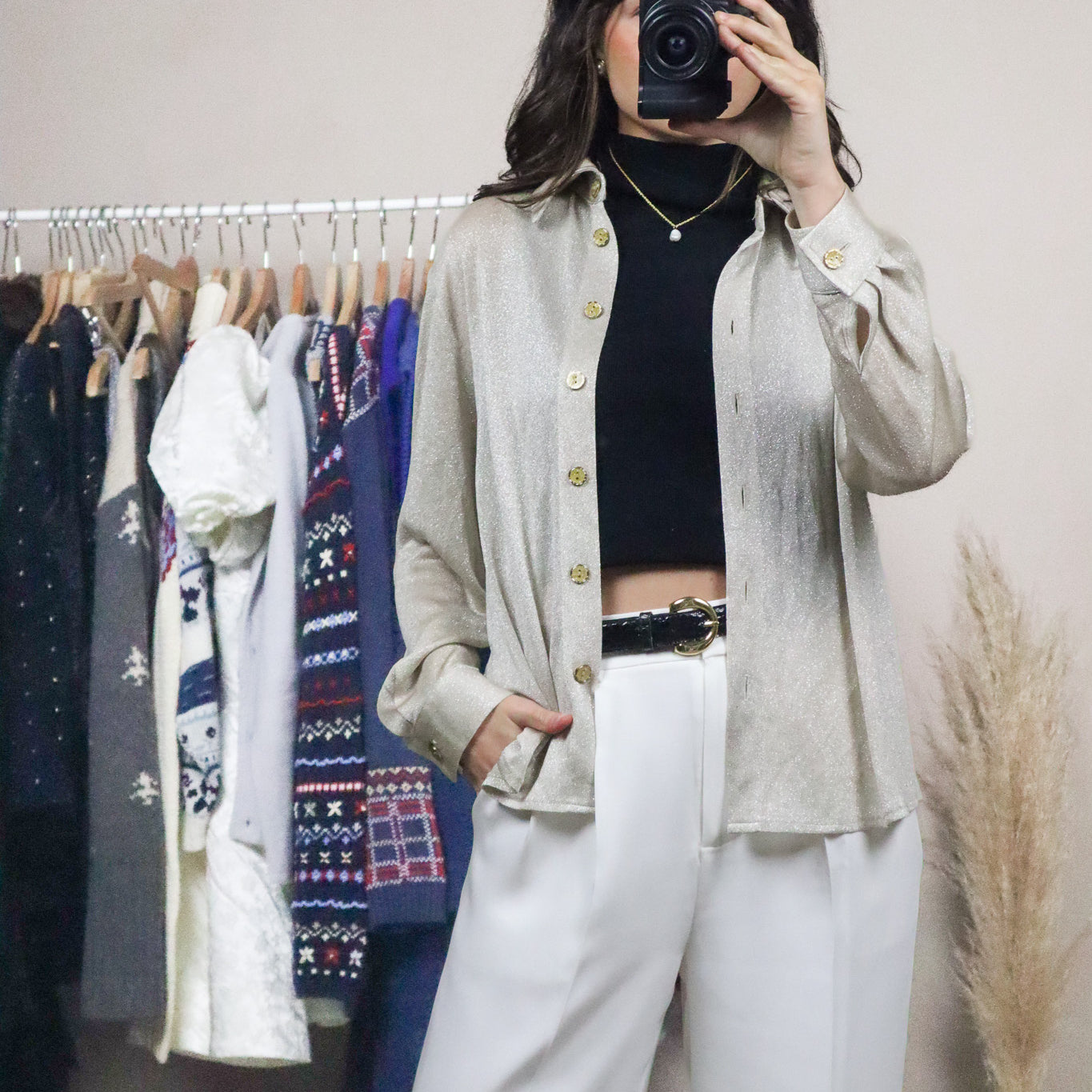 Vintage x Sparkle Button Up Top (M)