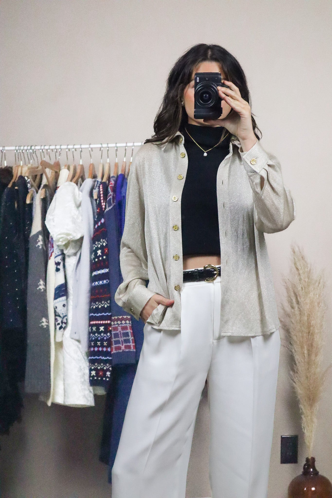 Vintage x Sparkle Button Up Top (M)