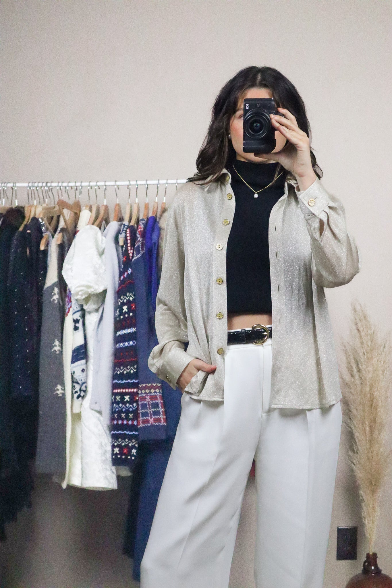 Vintage x Sparkle Button Up Top (M)