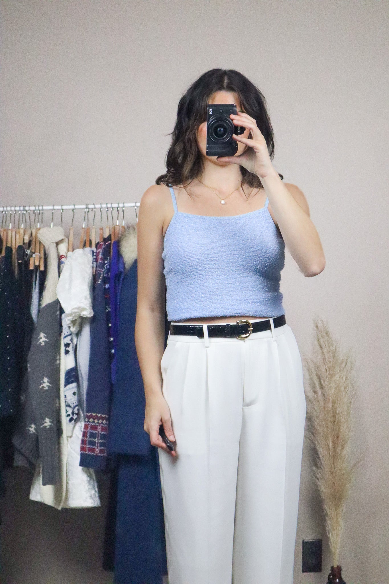 Made in USA x Vintage x Fuzzy Shimmer Tank (XXS/XS)