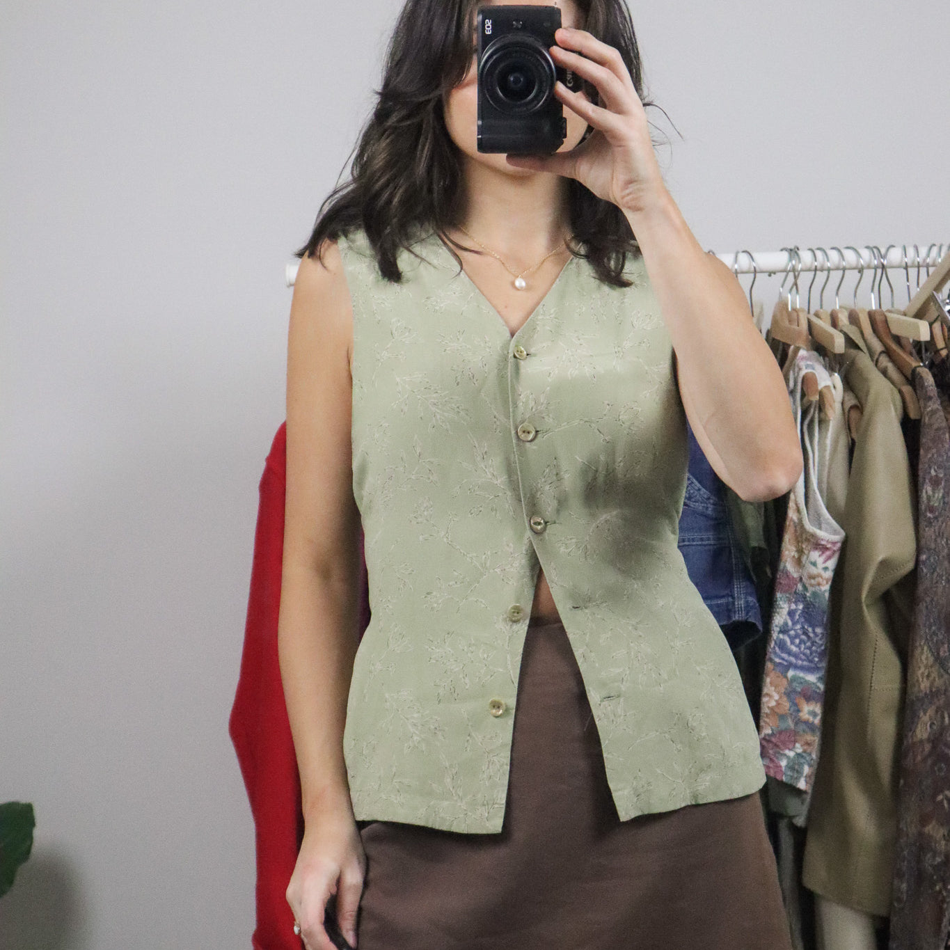 Vintage x Patterned Blouse Tie Up Top (6)