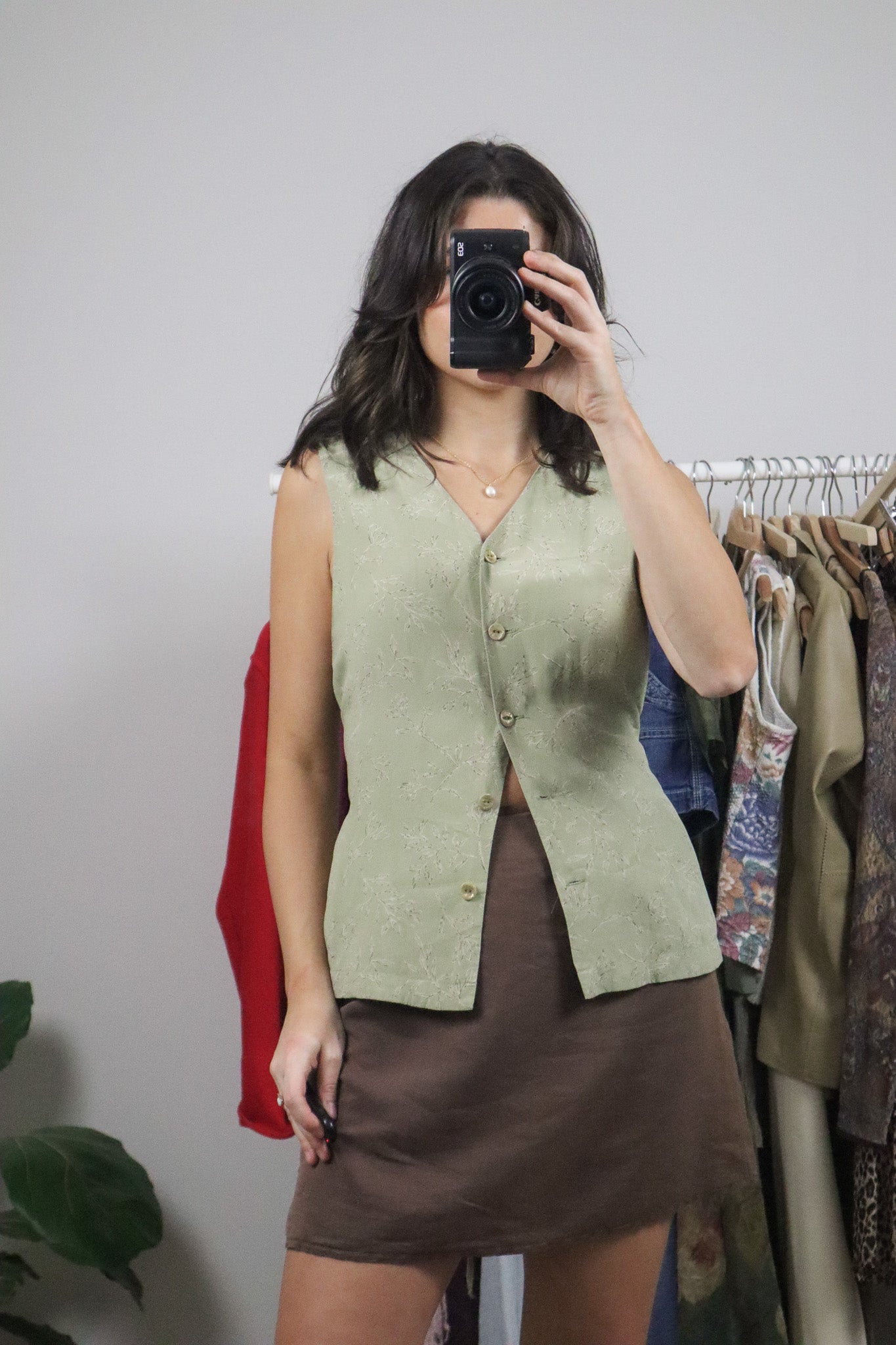 Vintage x Patterned Blouse Tie Up Top (6)