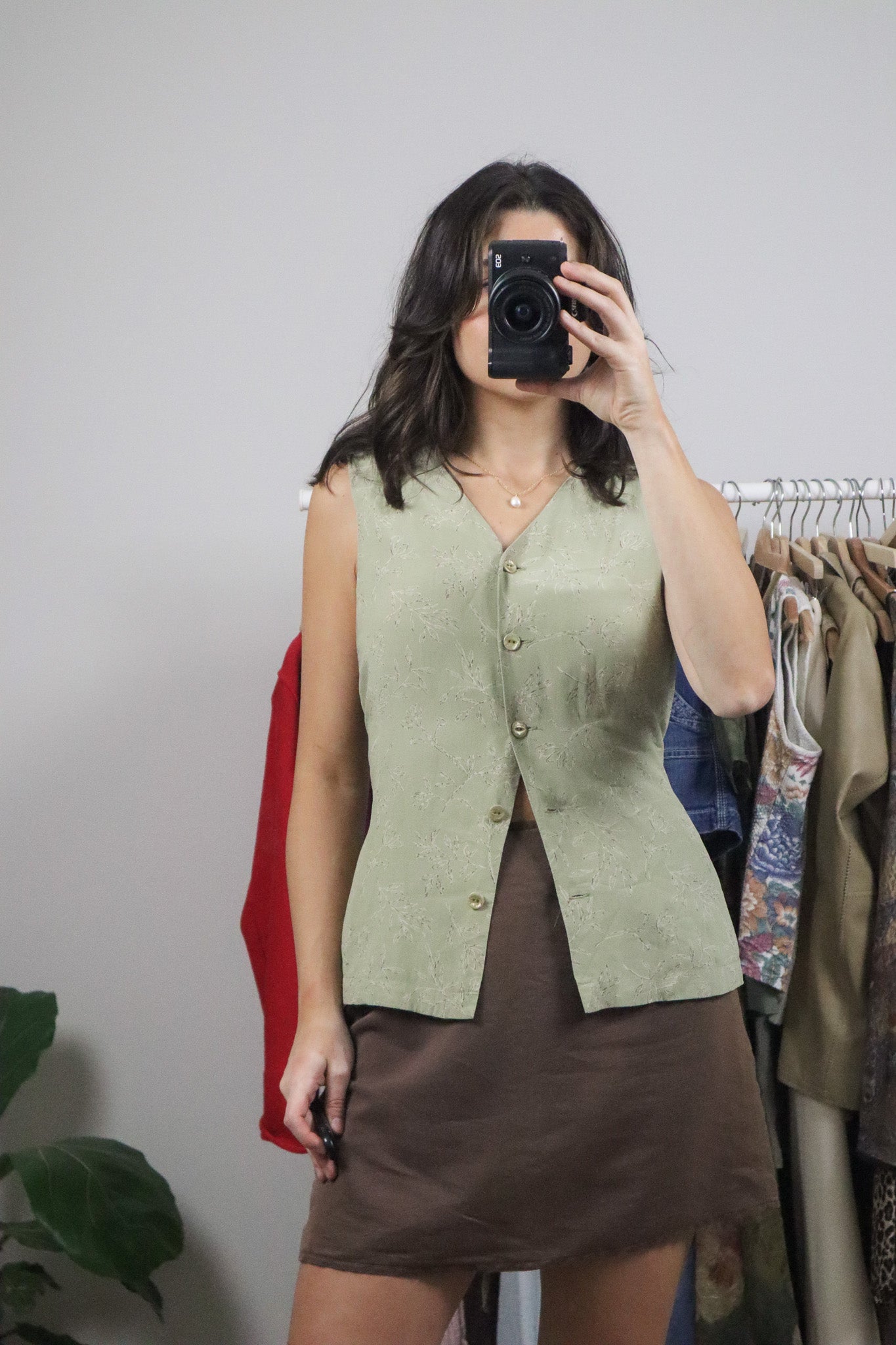 Vintage x Patterned Blouse Tie Up Top (6)
