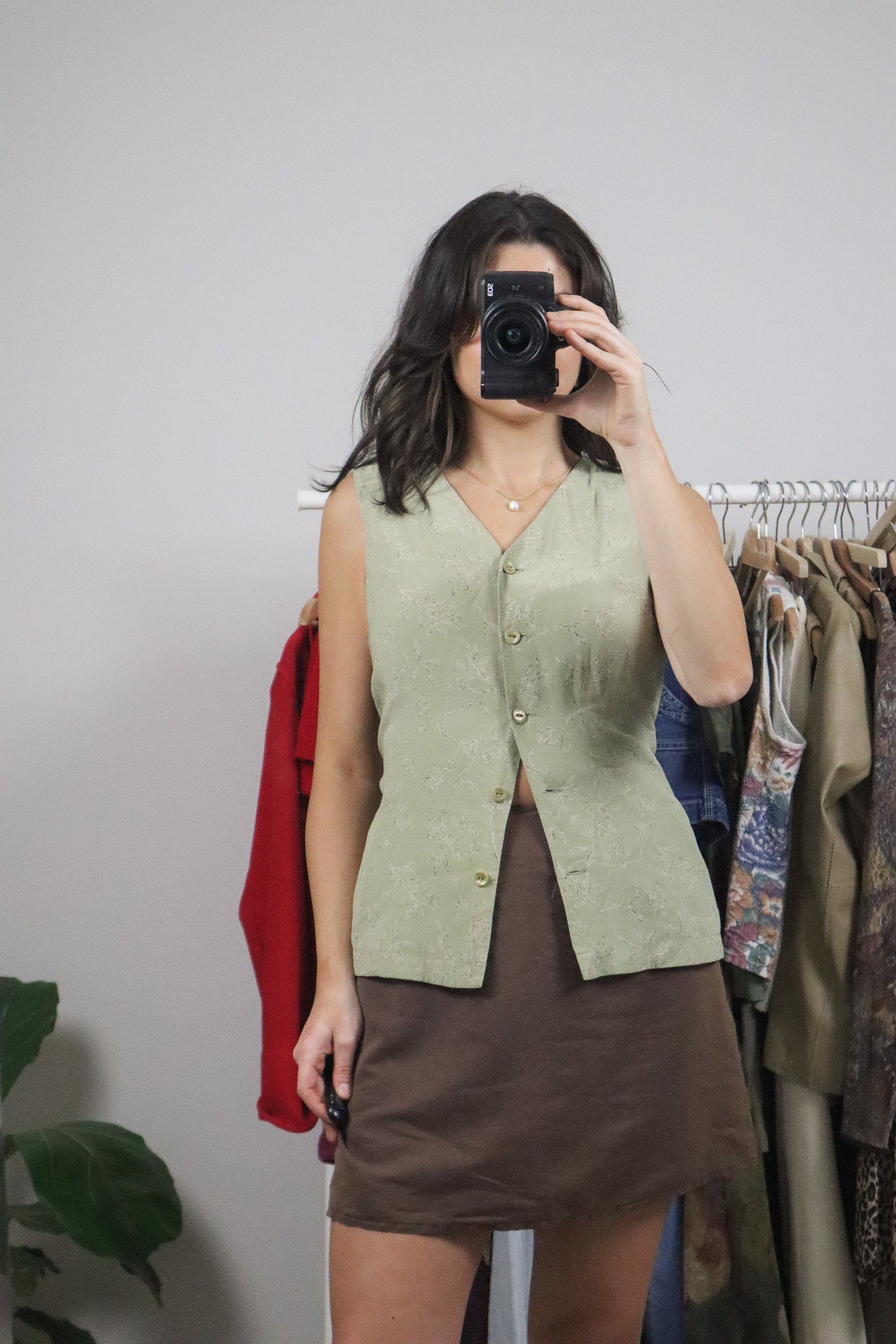 Vintage x Patterned Blouse Tie Up Top (6)