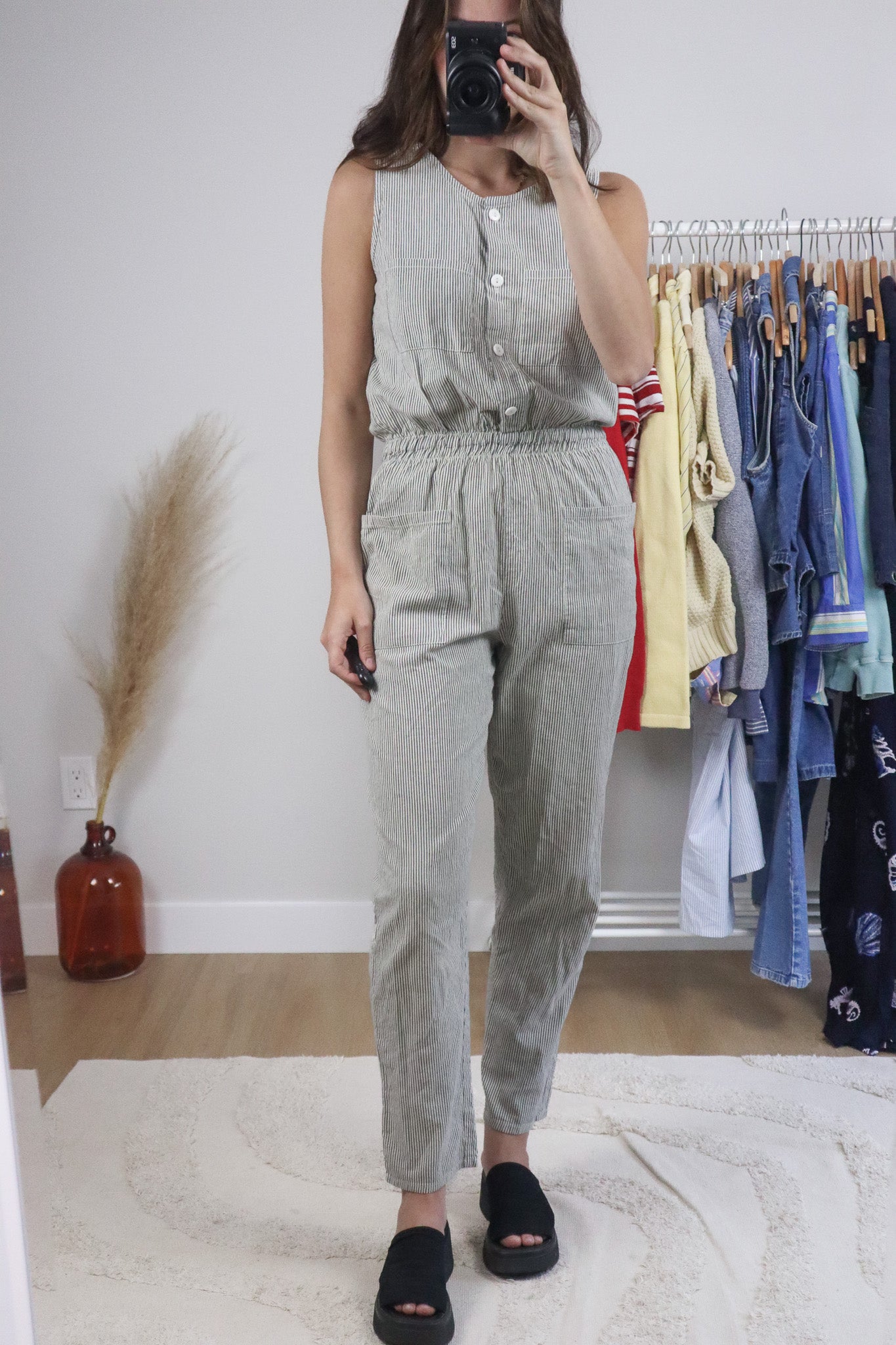 Vintage x Cotton Pinstriped Jumpsuit (S)
