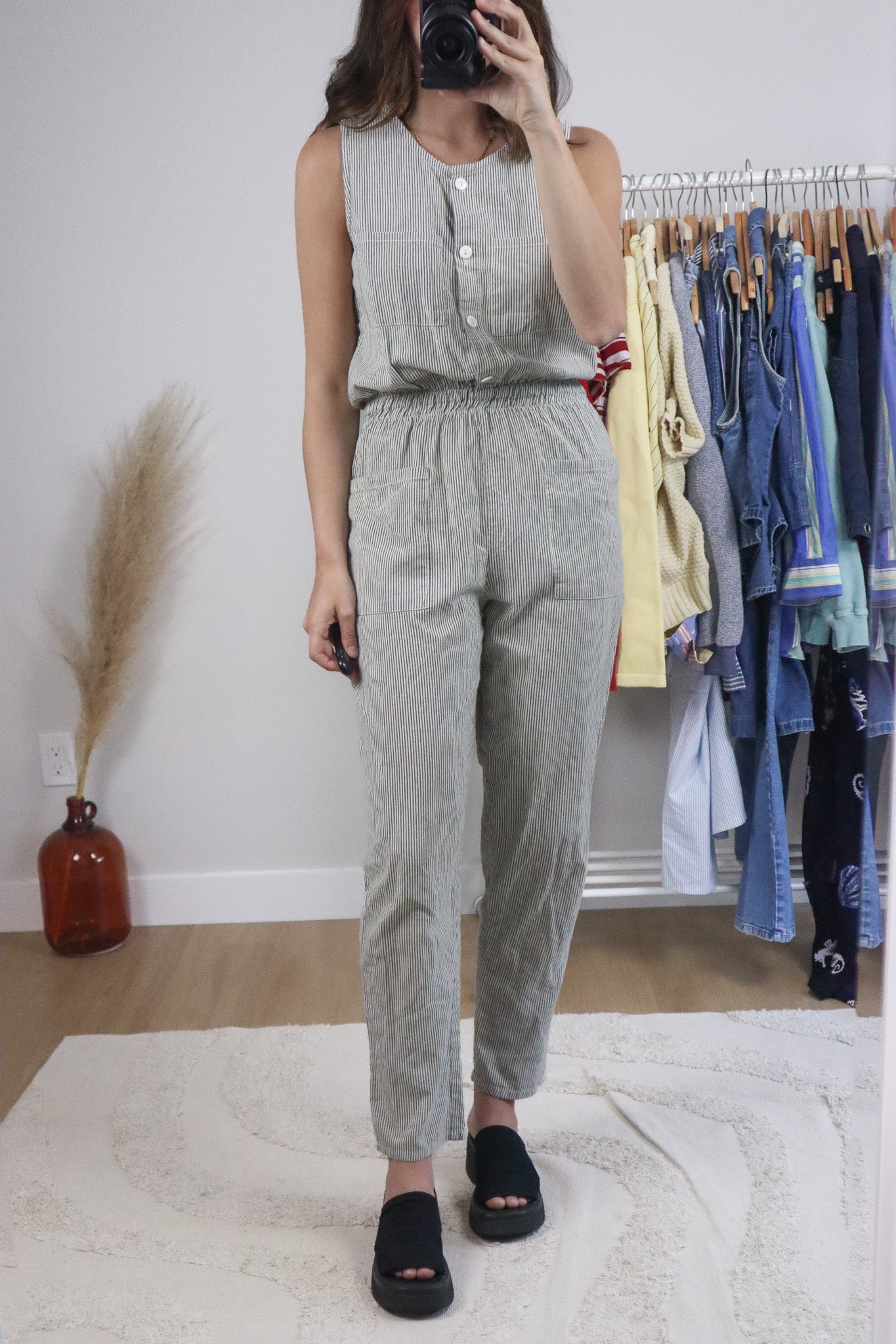 Vintage x Cotton Pinstriped Jumpsuit (S)