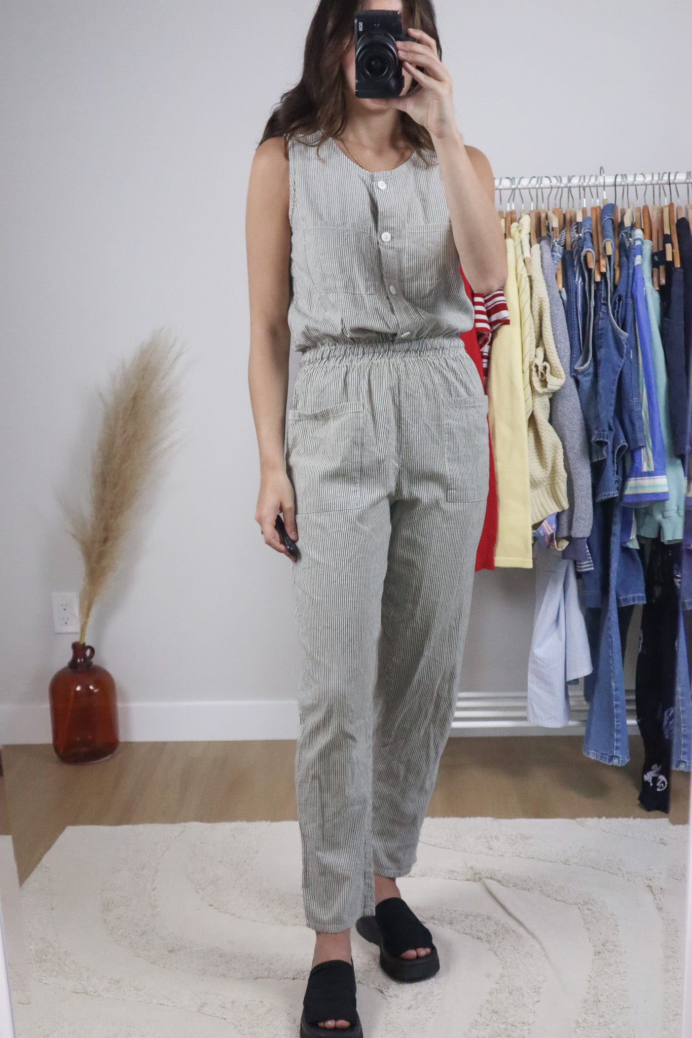 Vintage x Cotton Pinstriped Jumpsuit (S)