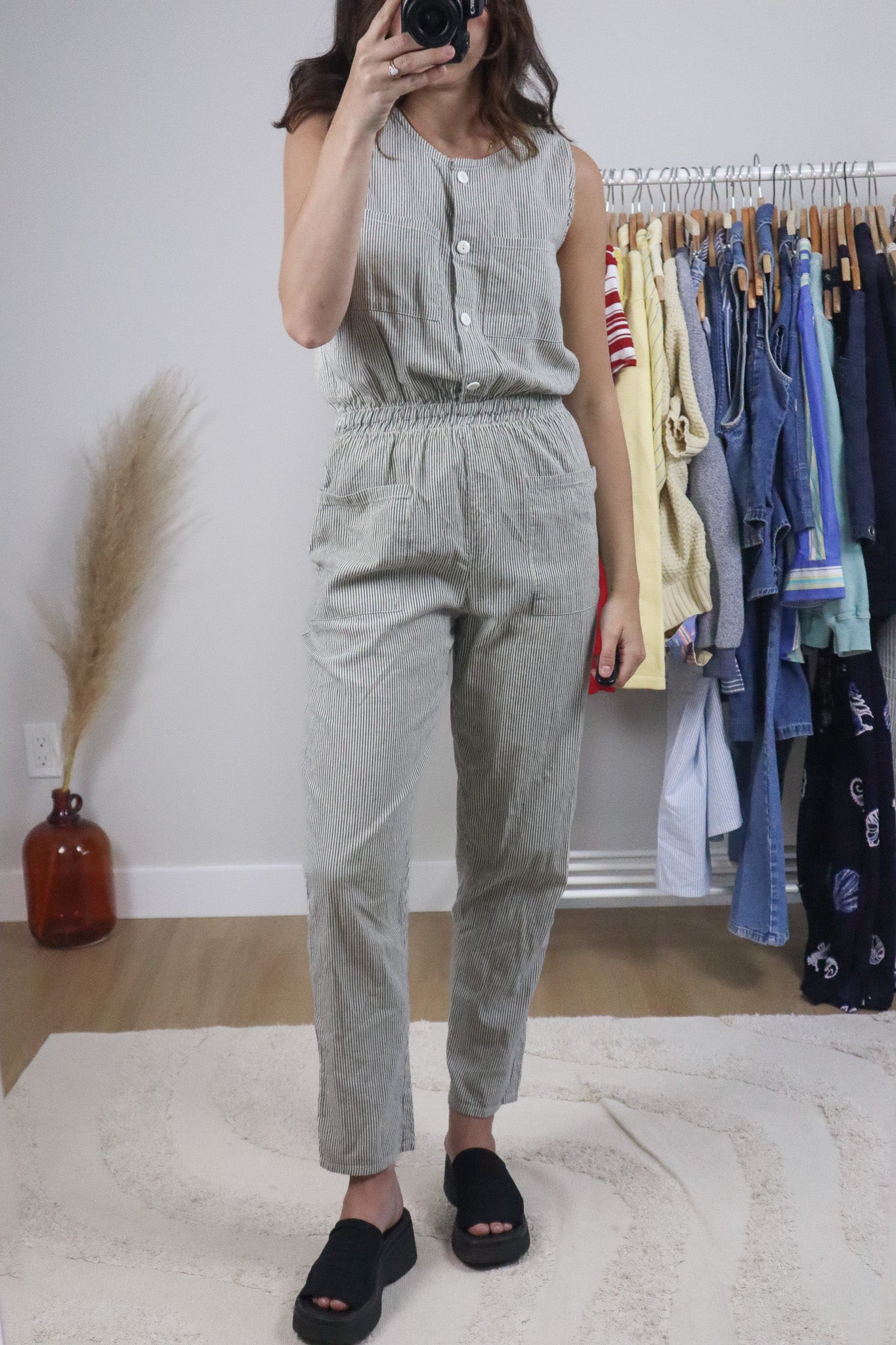 Vintage x Cotton Pinstriped Jumpsuit (S)