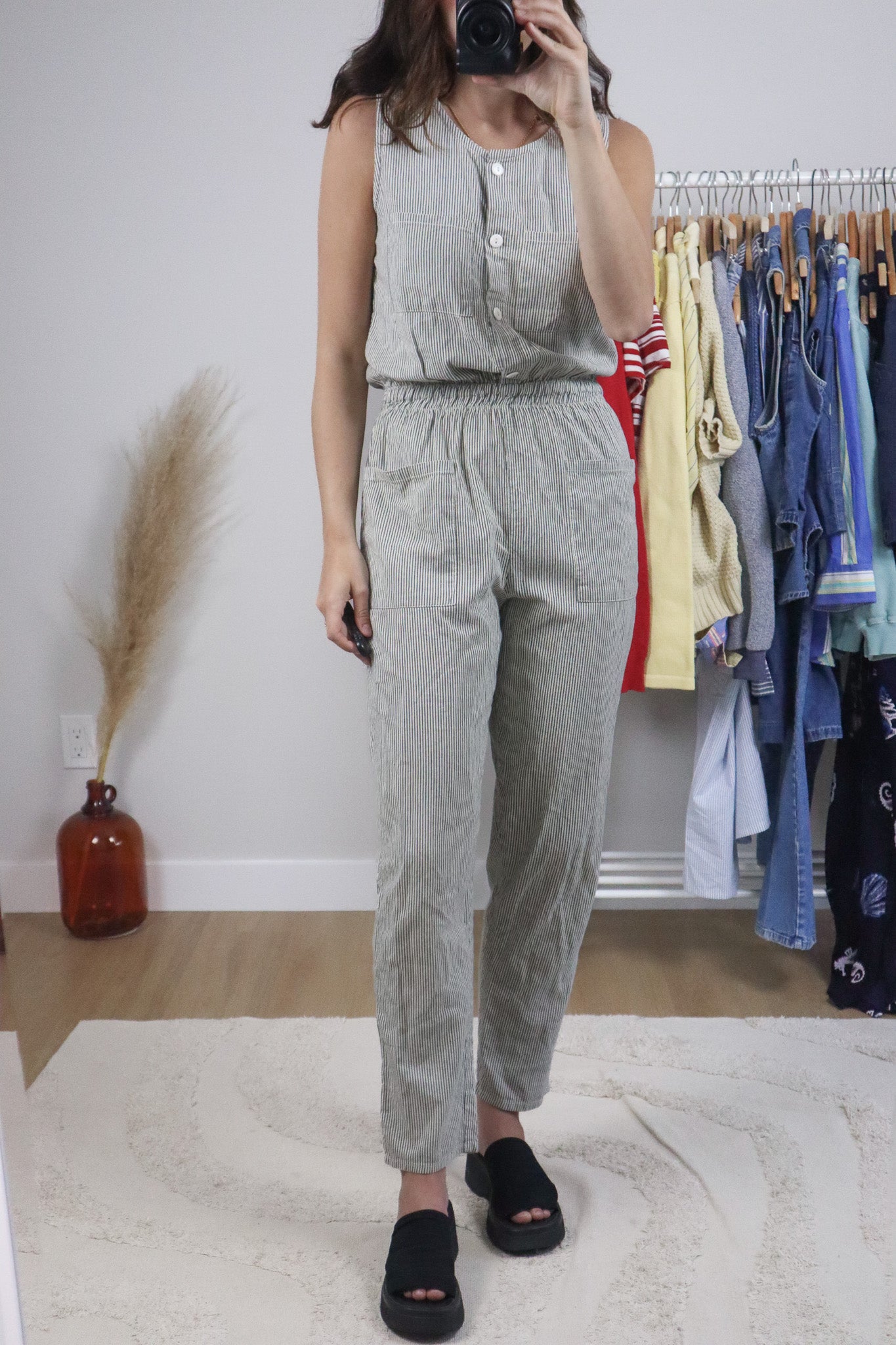 Vintage x Cotton Pinstriped Jumpsuit (S)