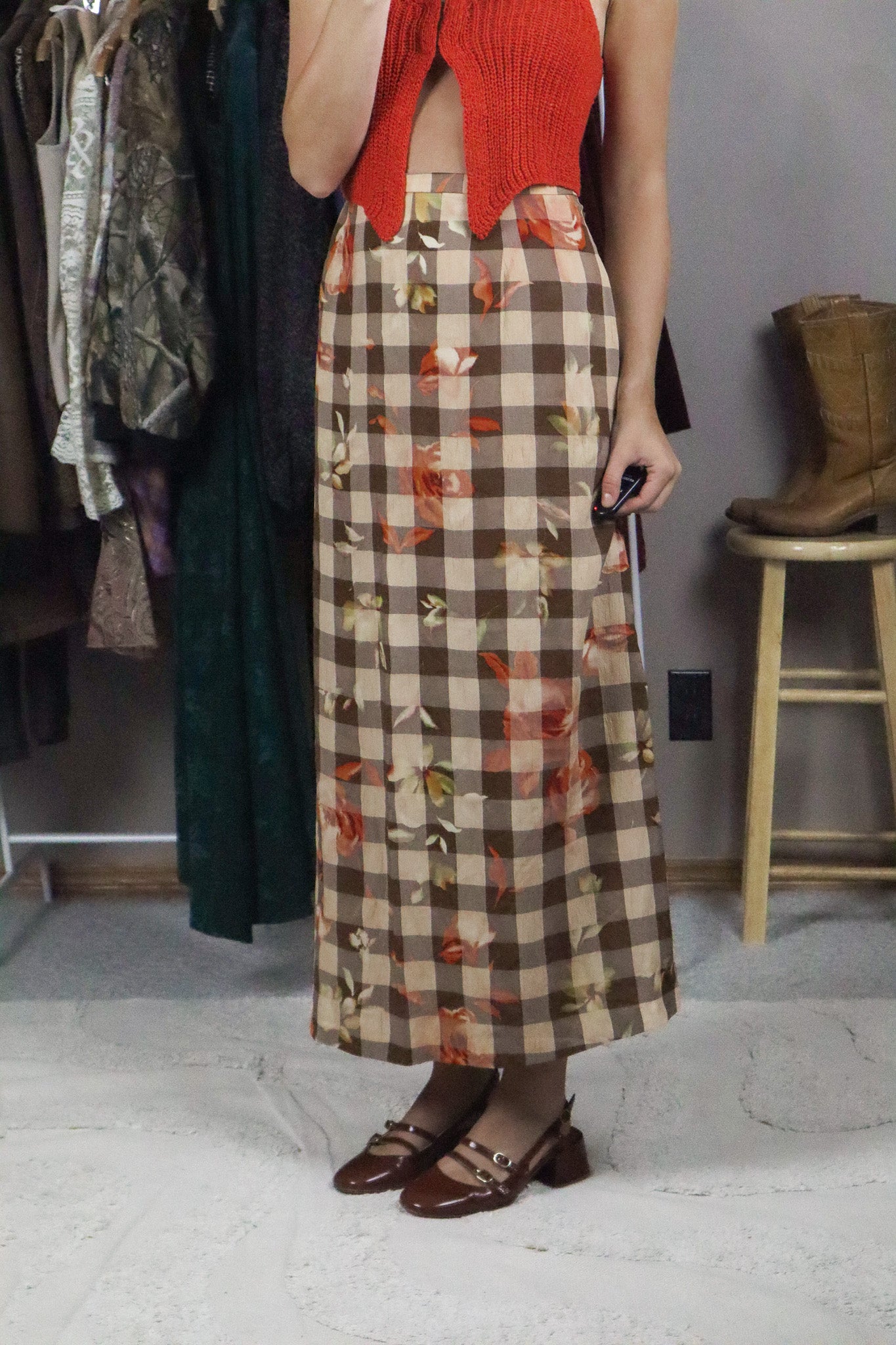 Made in Canada x Vintage x Checkered & Floral Skirt (12)