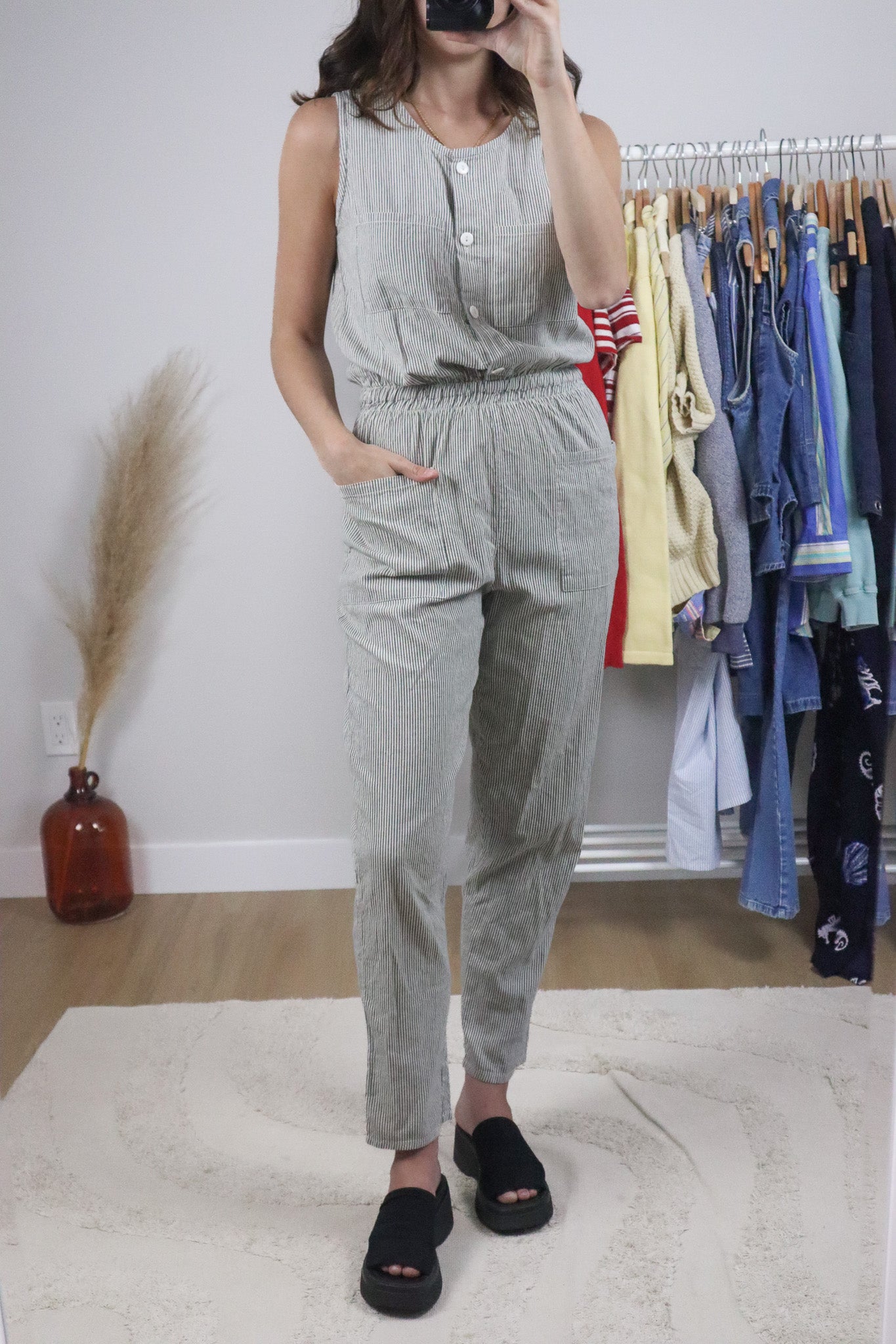 Vintage x Cotton Pinstriped Jumpsuit (S)