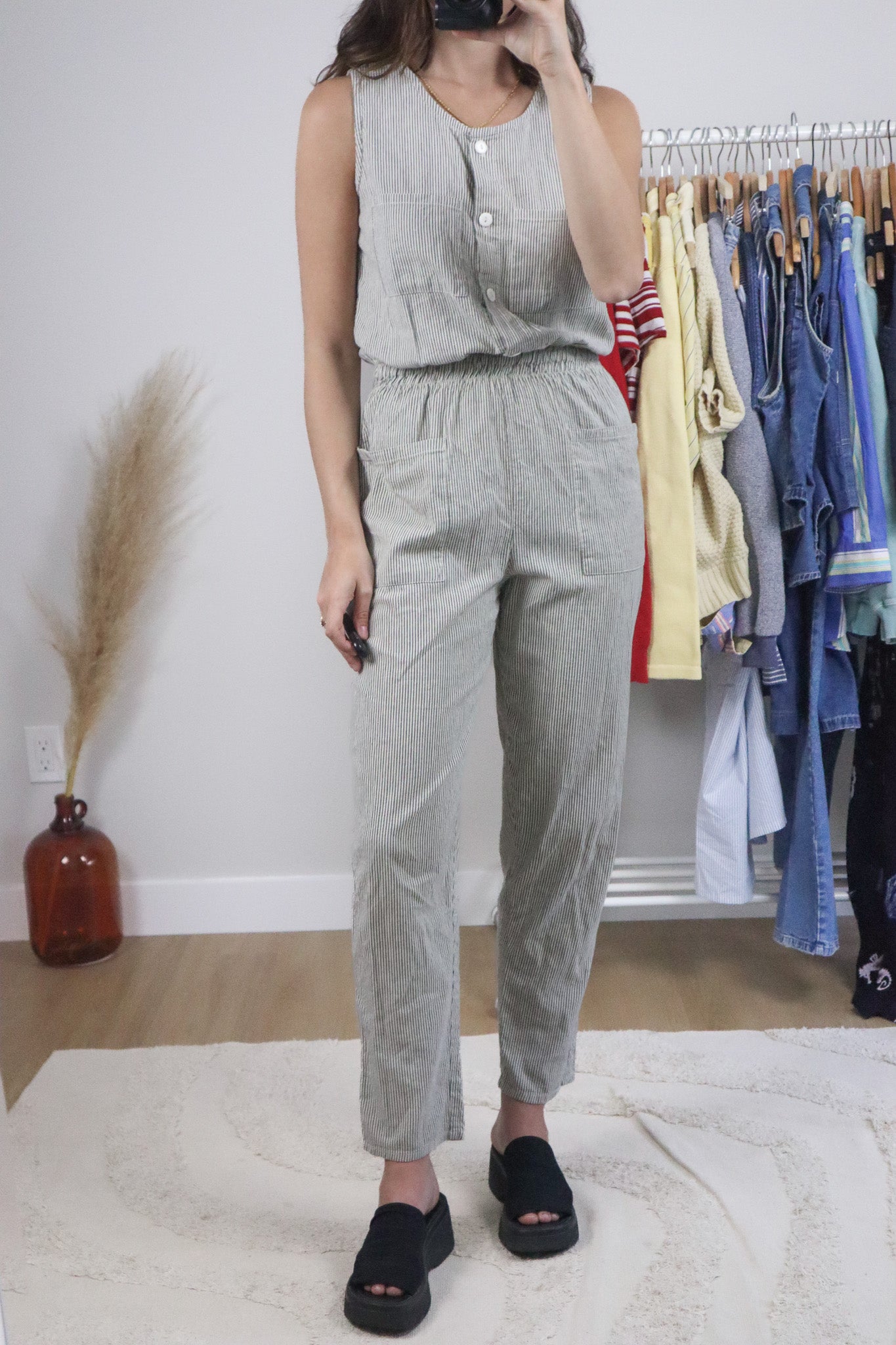Vintage x Cotton Pinstriped Jumpsuit (S)